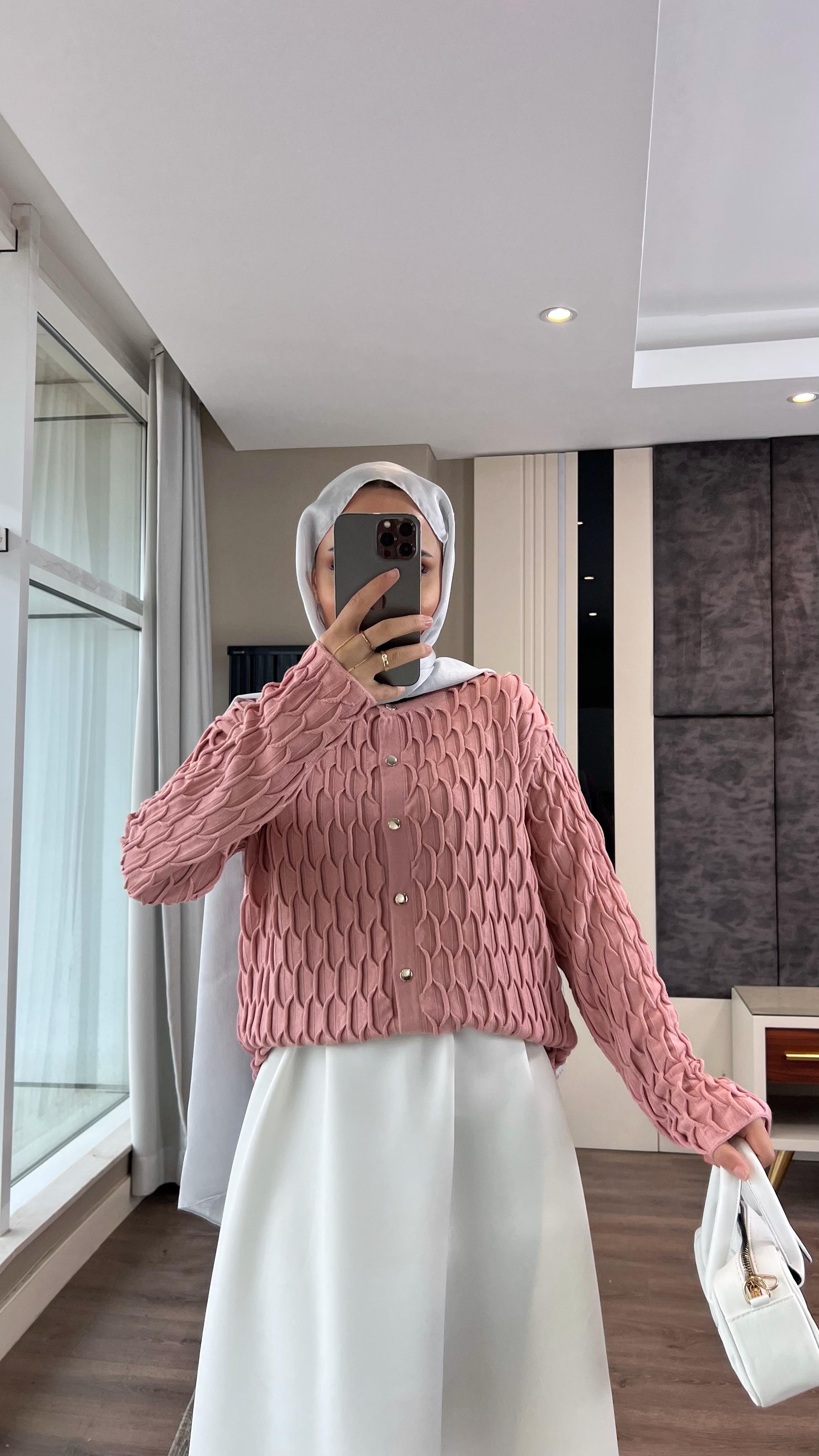 Soğuk İplik Hırka Gül KurusuDubaiShowroomDIŞ GİYİM03060