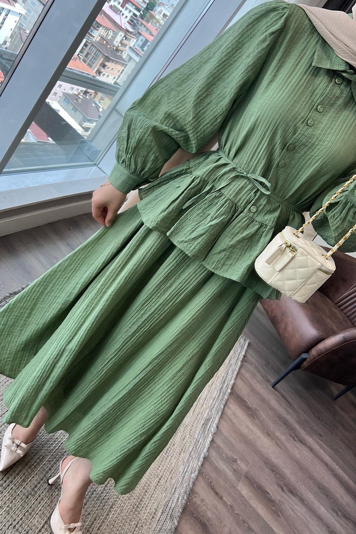 Begonya etekli Takım YeşilDubaiShowroomTAKIM09878