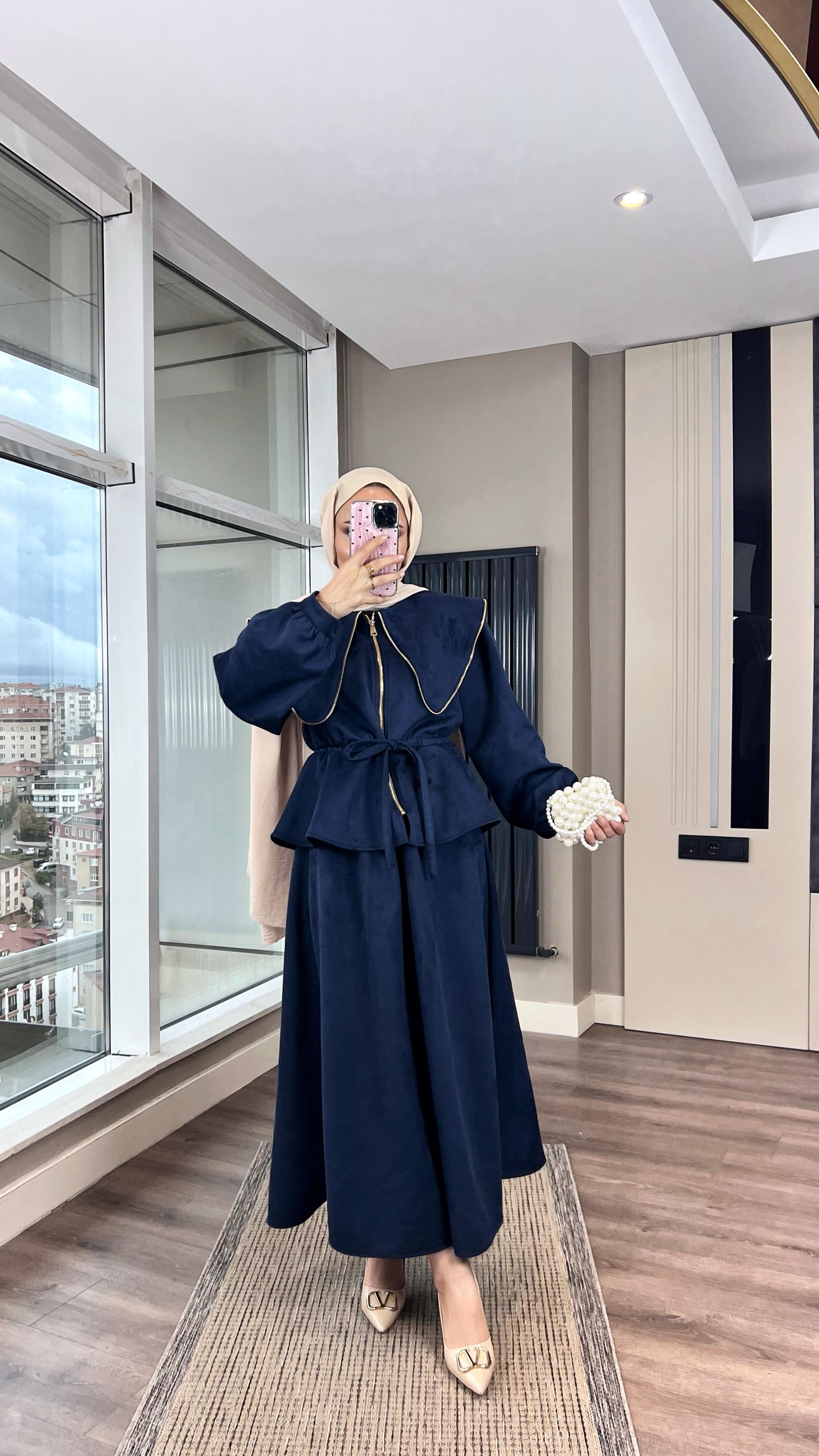 Süet İkili Takım LacivertDubaiShowroomTAKIM263118