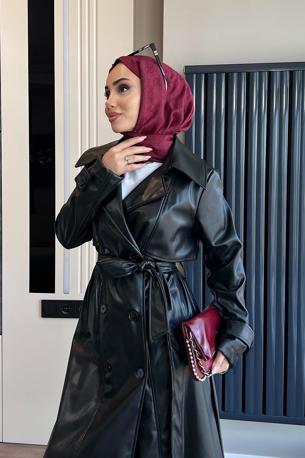 Aller Parça  Deri TrençkotDubaiShowroomDIŞ GİYİM51002