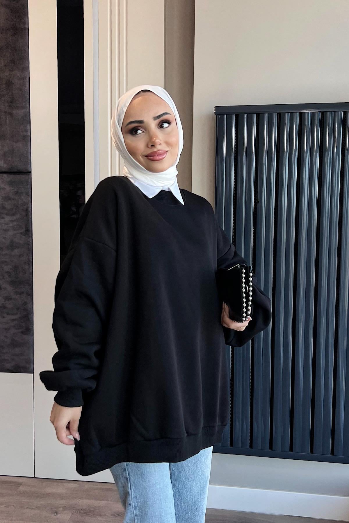 Üç İplik Kumaş Sweat  SiyahDubaiShowroomSWEAT30890BRDO