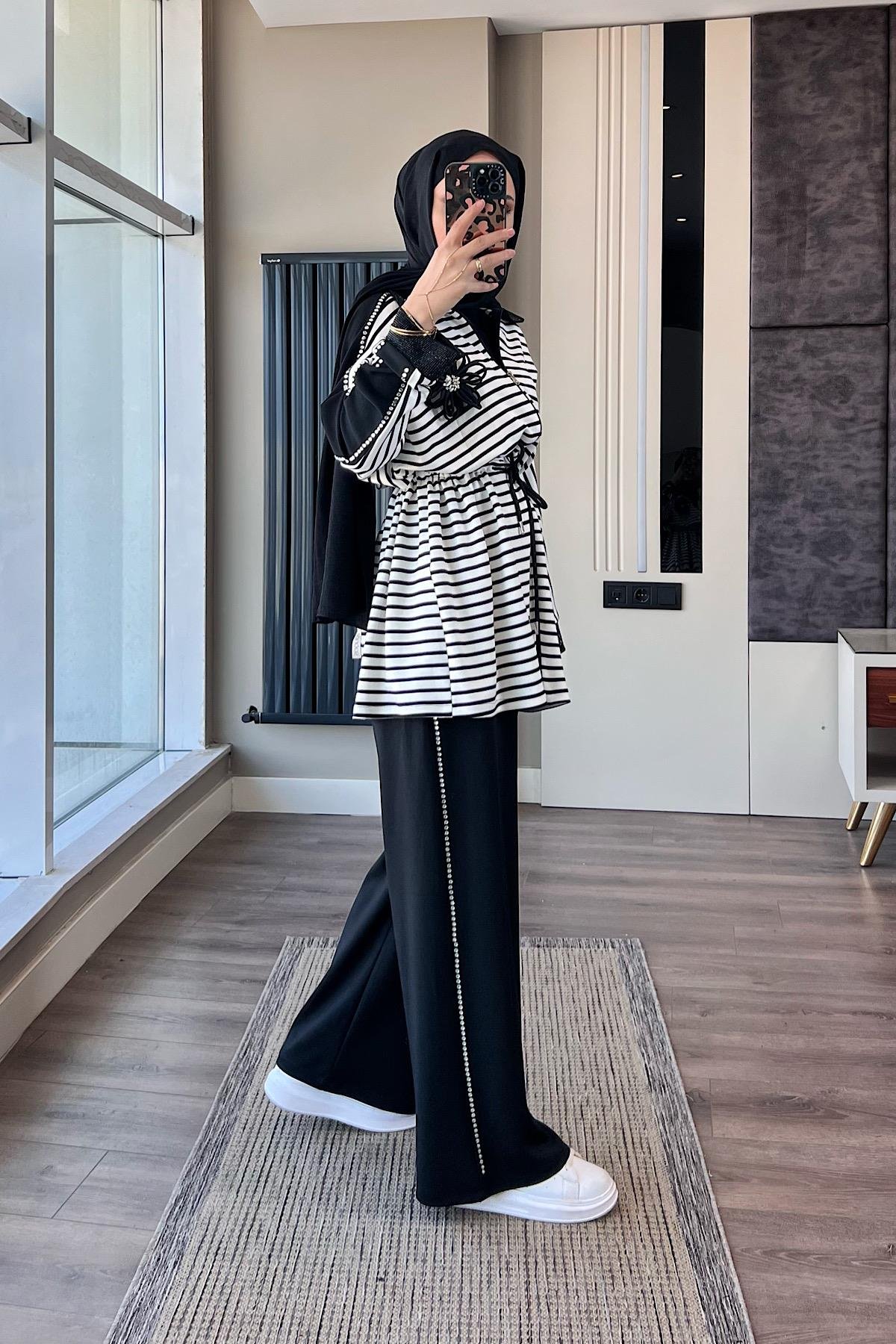 Çizgili Taşlı Oysho TakımDubaiShowroomTAKIM72054