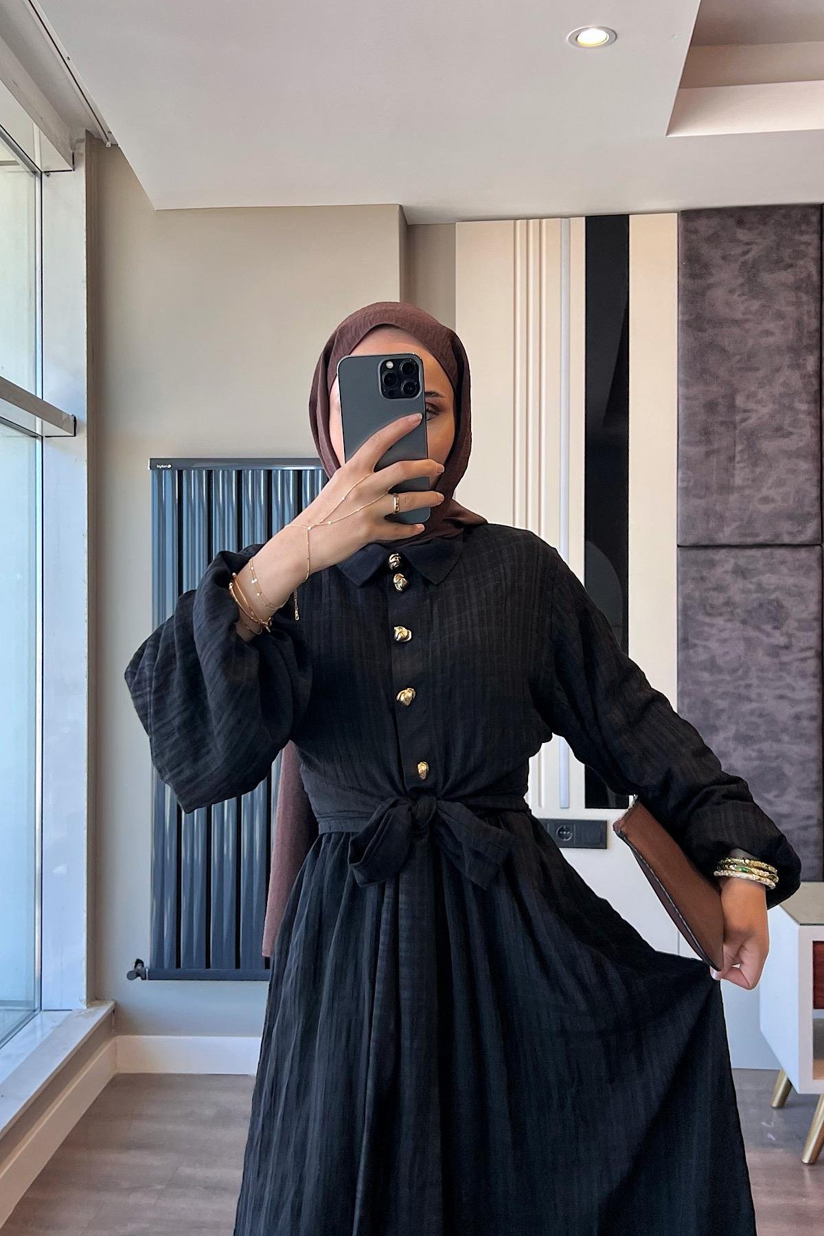 Gold Düğme Detaylı İkili Takım SiyahDubaiShowroomTAKIM07557