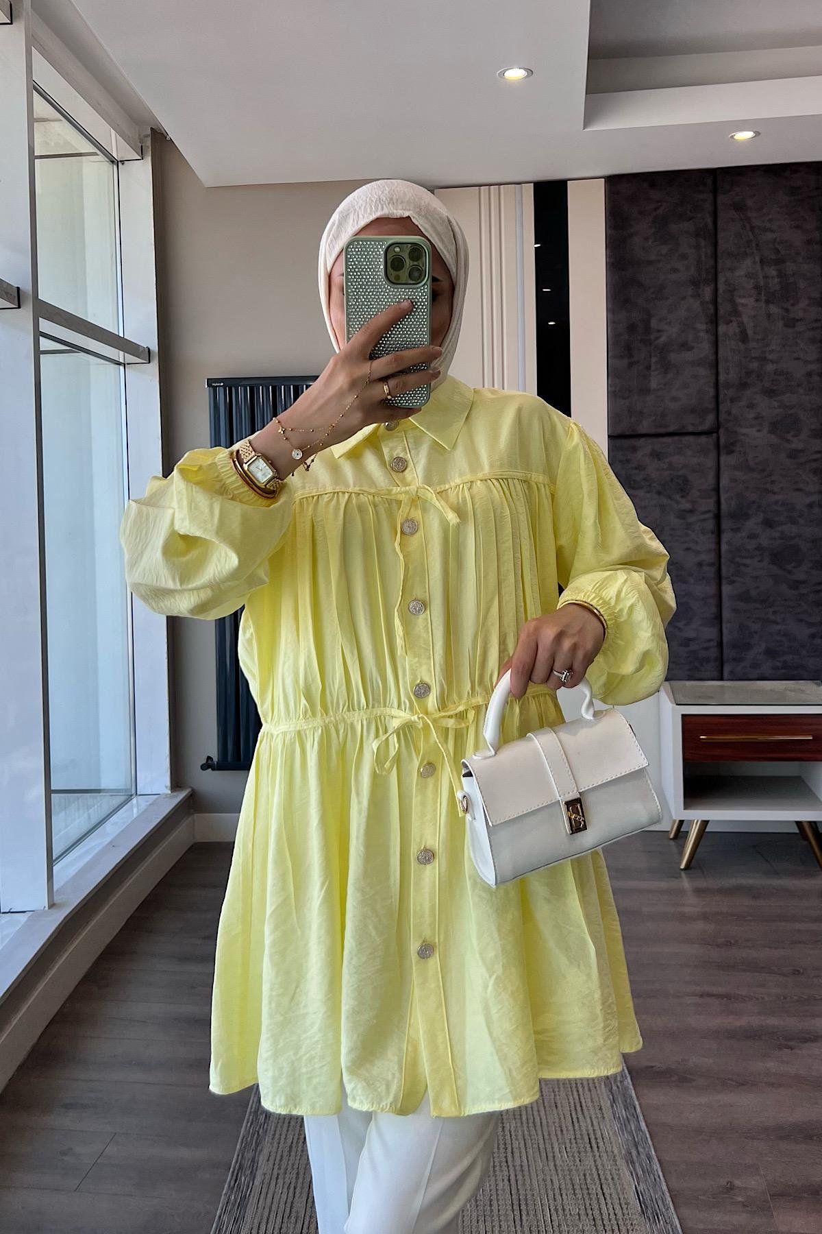 Modal Tunik SarıDubaiShowroomÜST GİYİM02410-SR