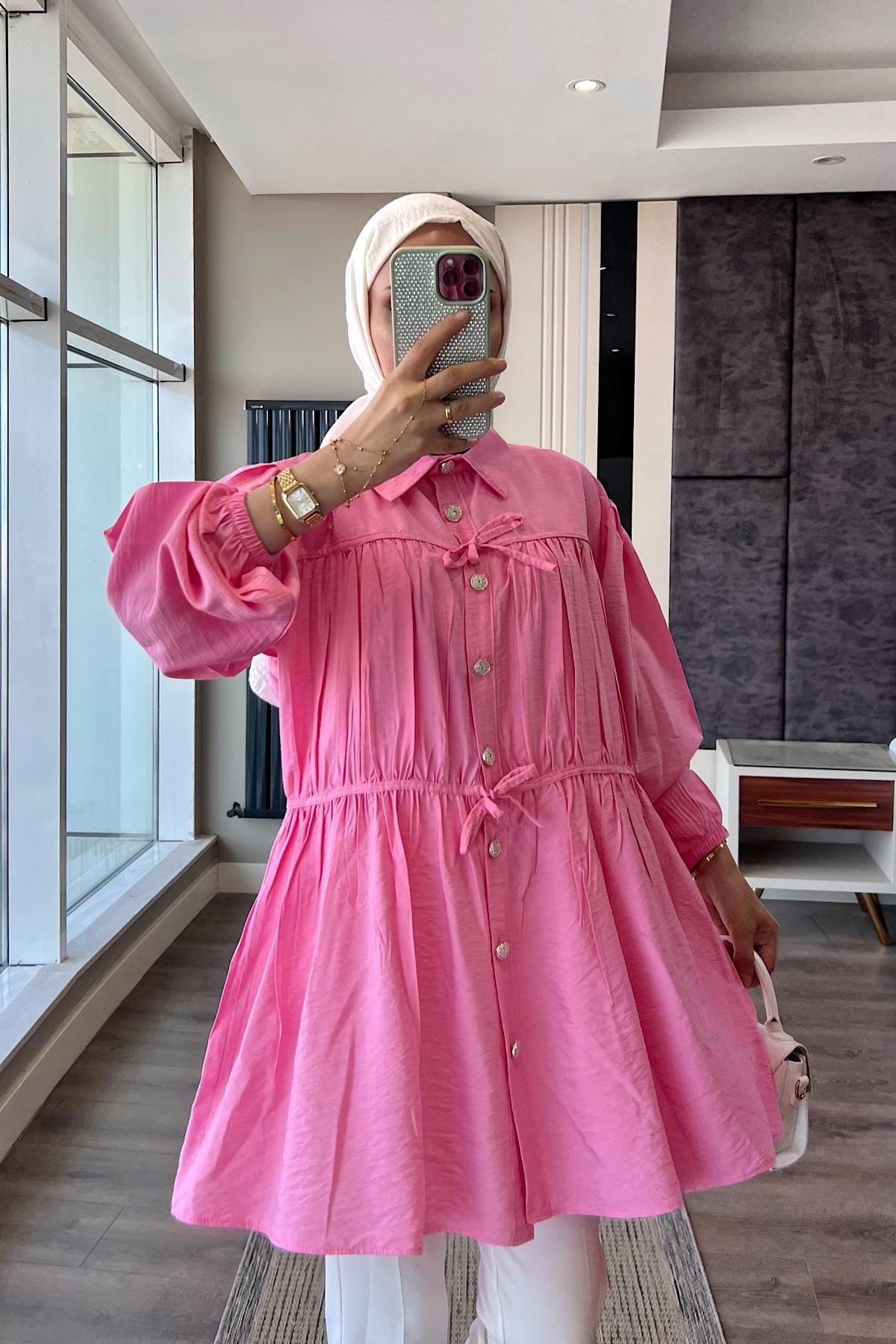 Modal Tunik PembeDubaiShowroomÜST GİYİM02410-PMB