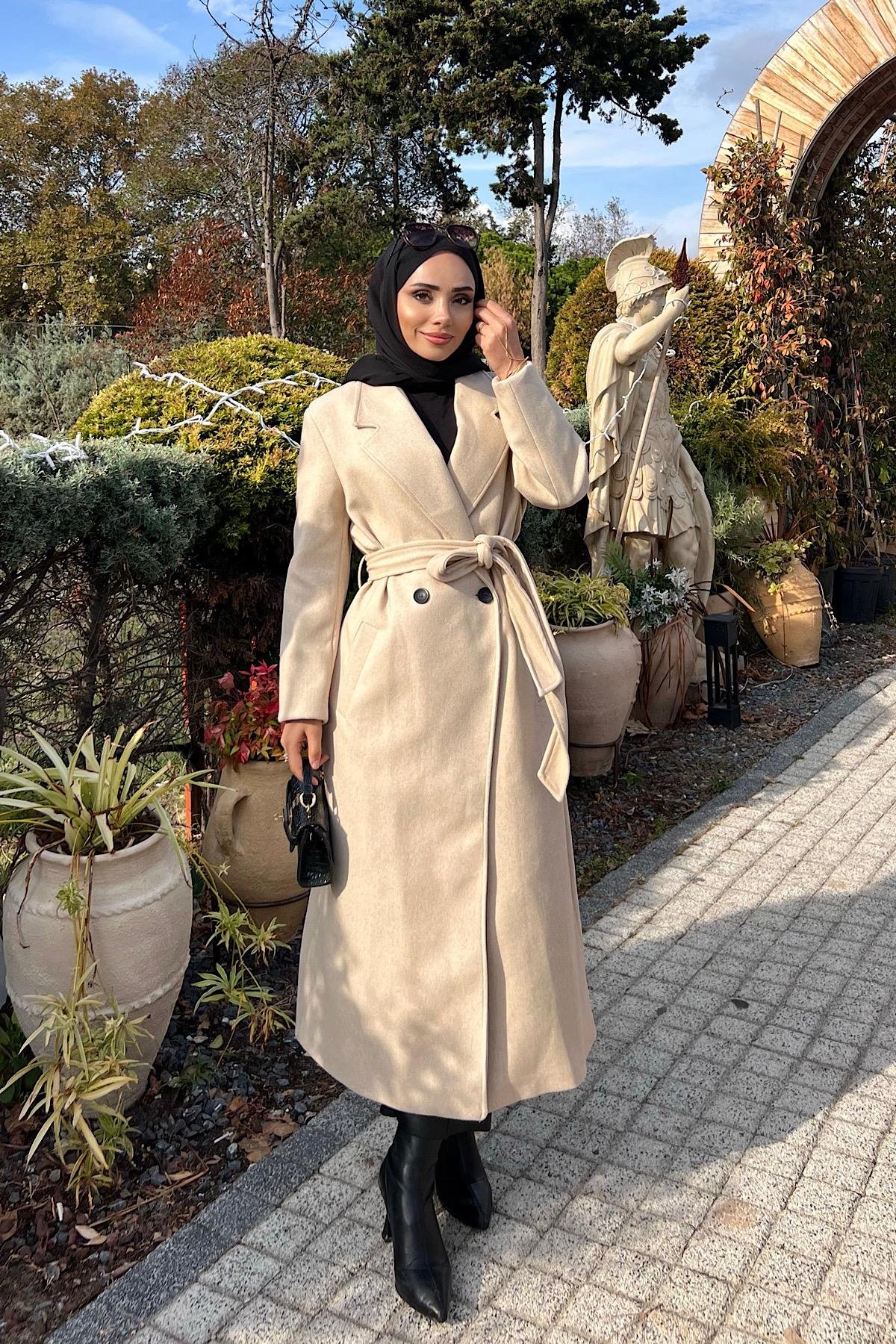 Astarlı Kaşe Kaban BejDubaiShowroomDIŞ GİYİM03056