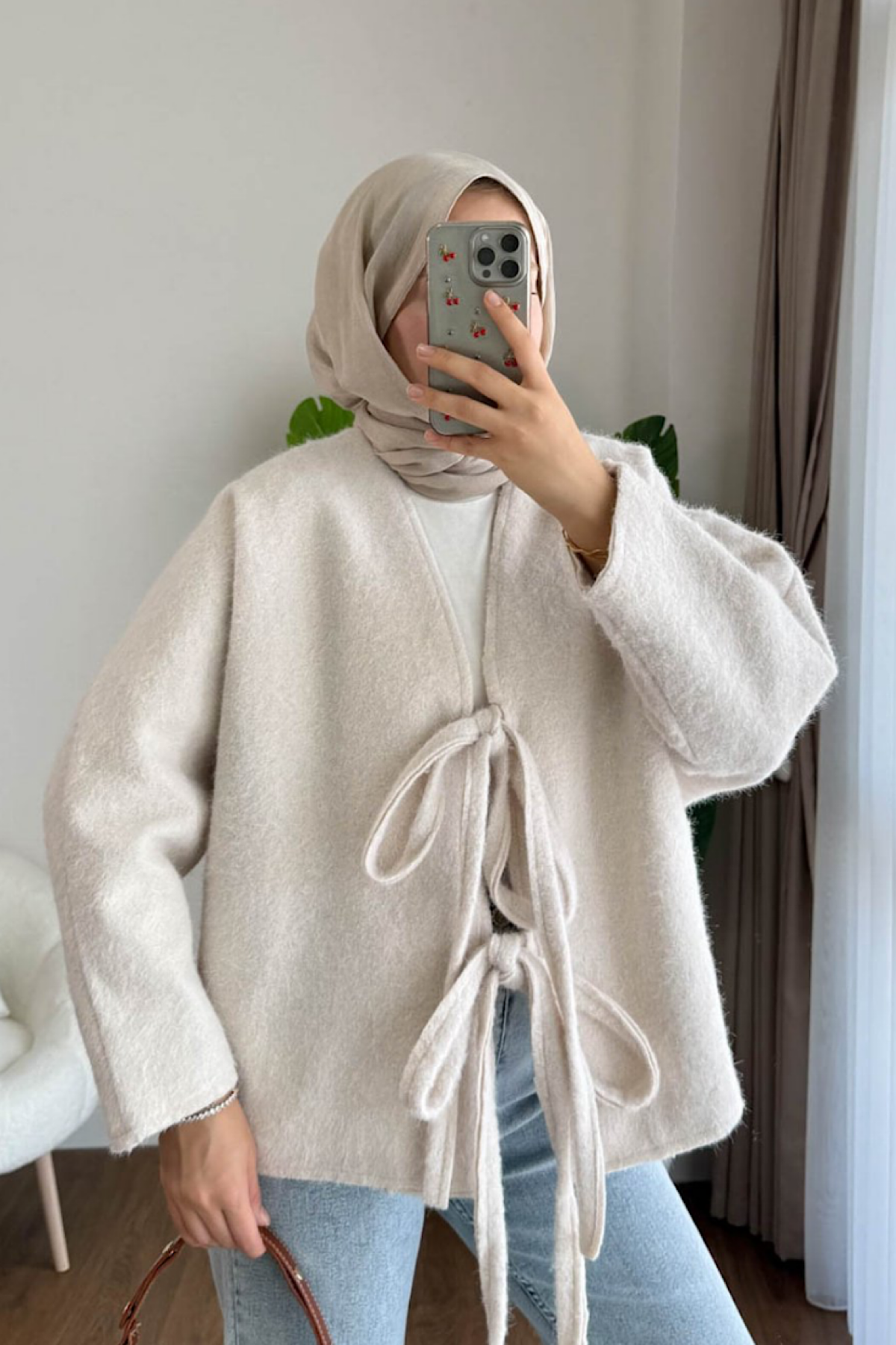 Önü Bağcıklı Kaşmir ceket KremDubaiShowroomDIŞ GİYİM24111