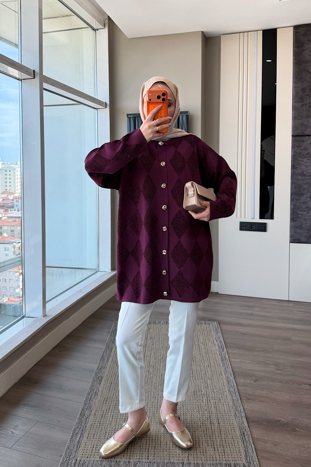 Baklava Desen Simli Hırka DubaiShowroomDIŞ GİYİM44911
