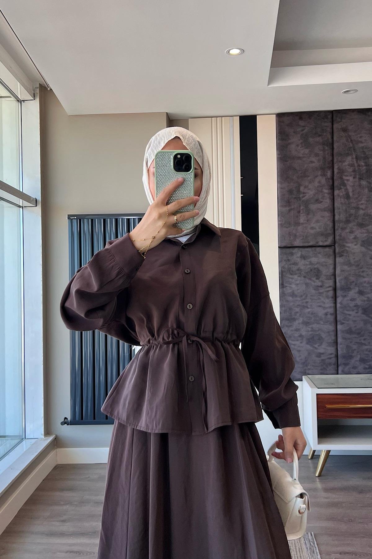 Beli Bağlamalı Takım Acı kahveDubaiShowroomTAKIM01281-ACIKAHVE