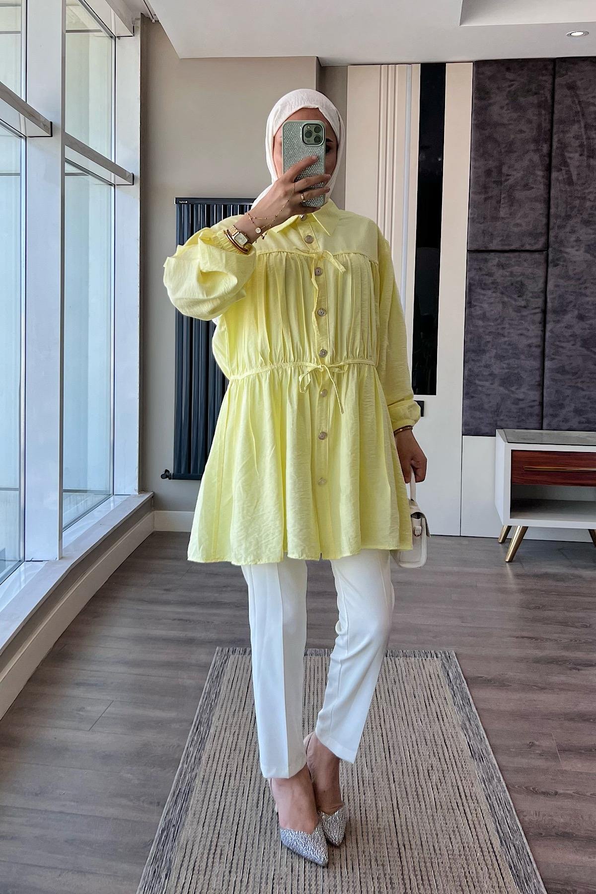 Modal Tunik SarıDubaiShowroomÜST GİYİM02410-SR