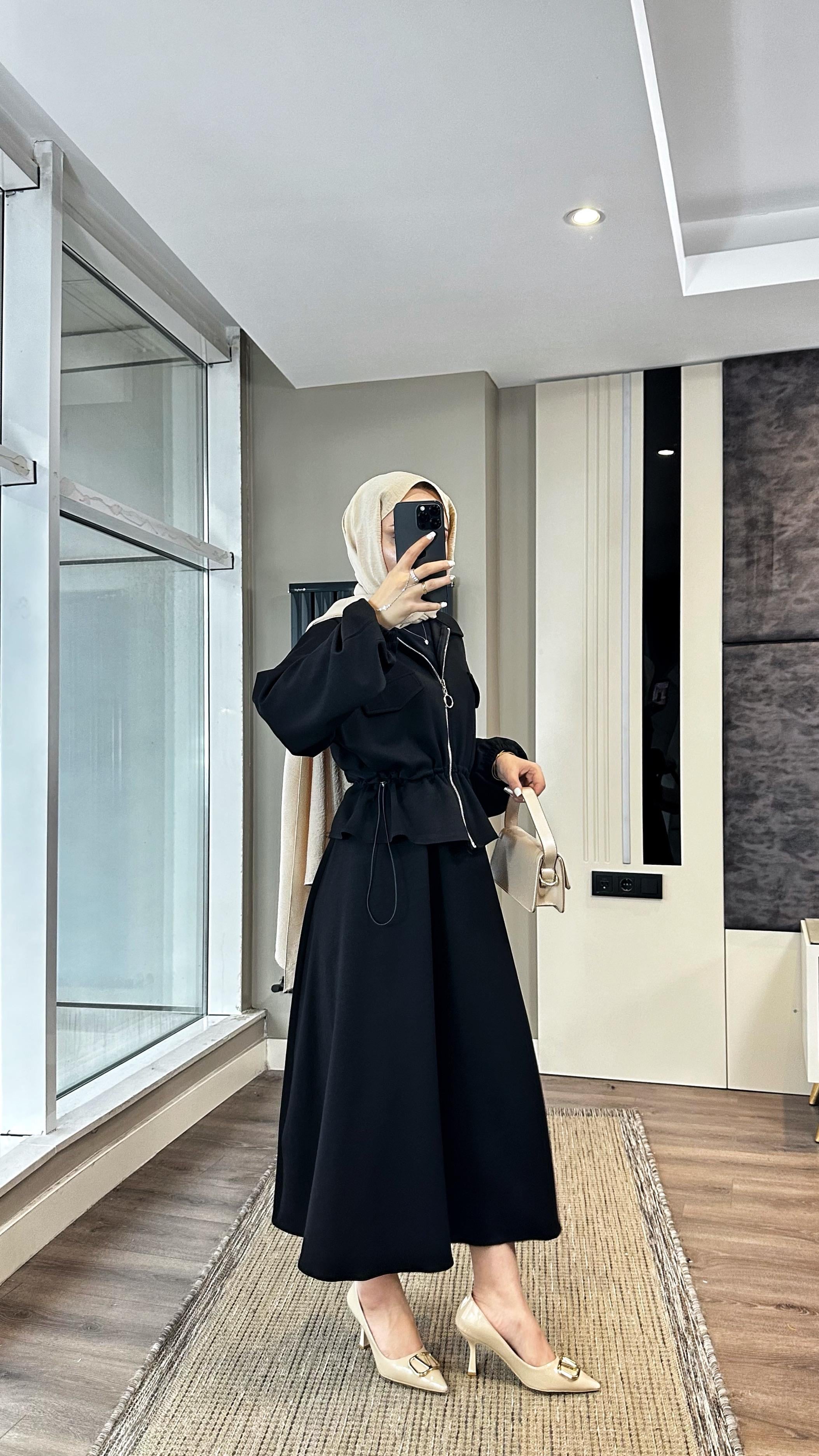 Fermuarlı Süs cep Oysho Takım SiyahDubaiShowroomTAKIM010223