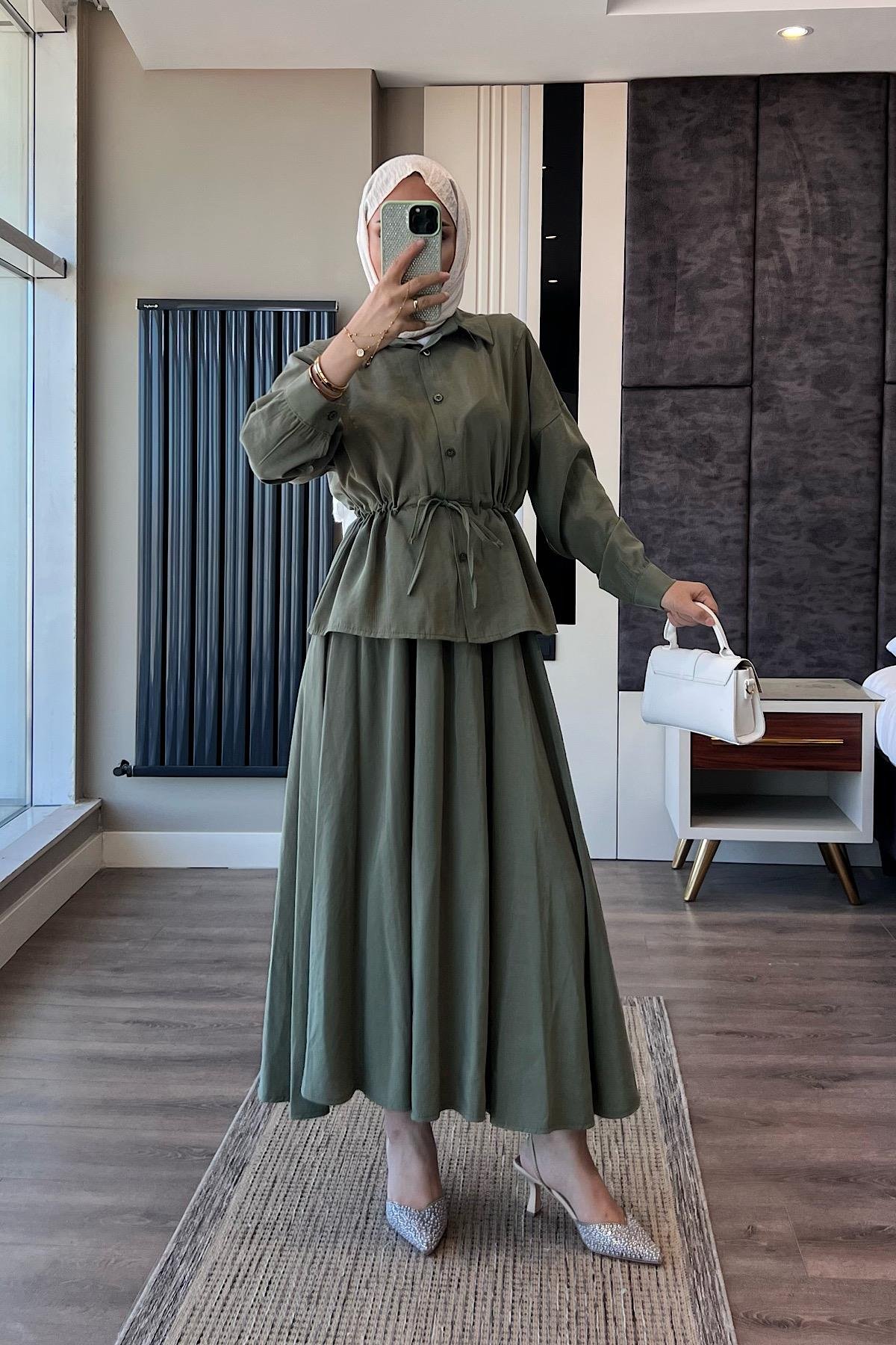 Beli Bağlamalı Takım YeşilDubaiShowroomTAKIM01281-YŞL