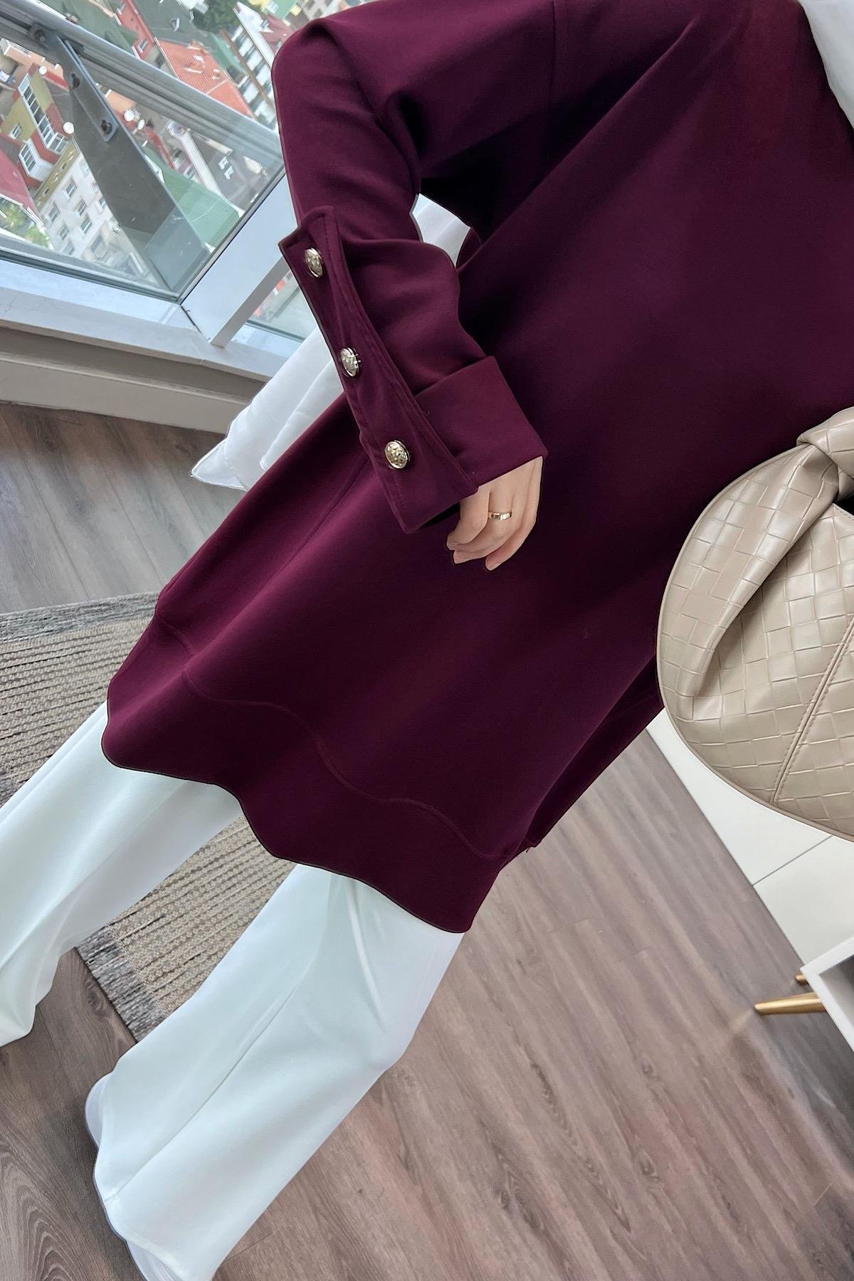 Kolu Düğme Detaylı Sweat BordoDubaiShowroomÜST GİYİM011230