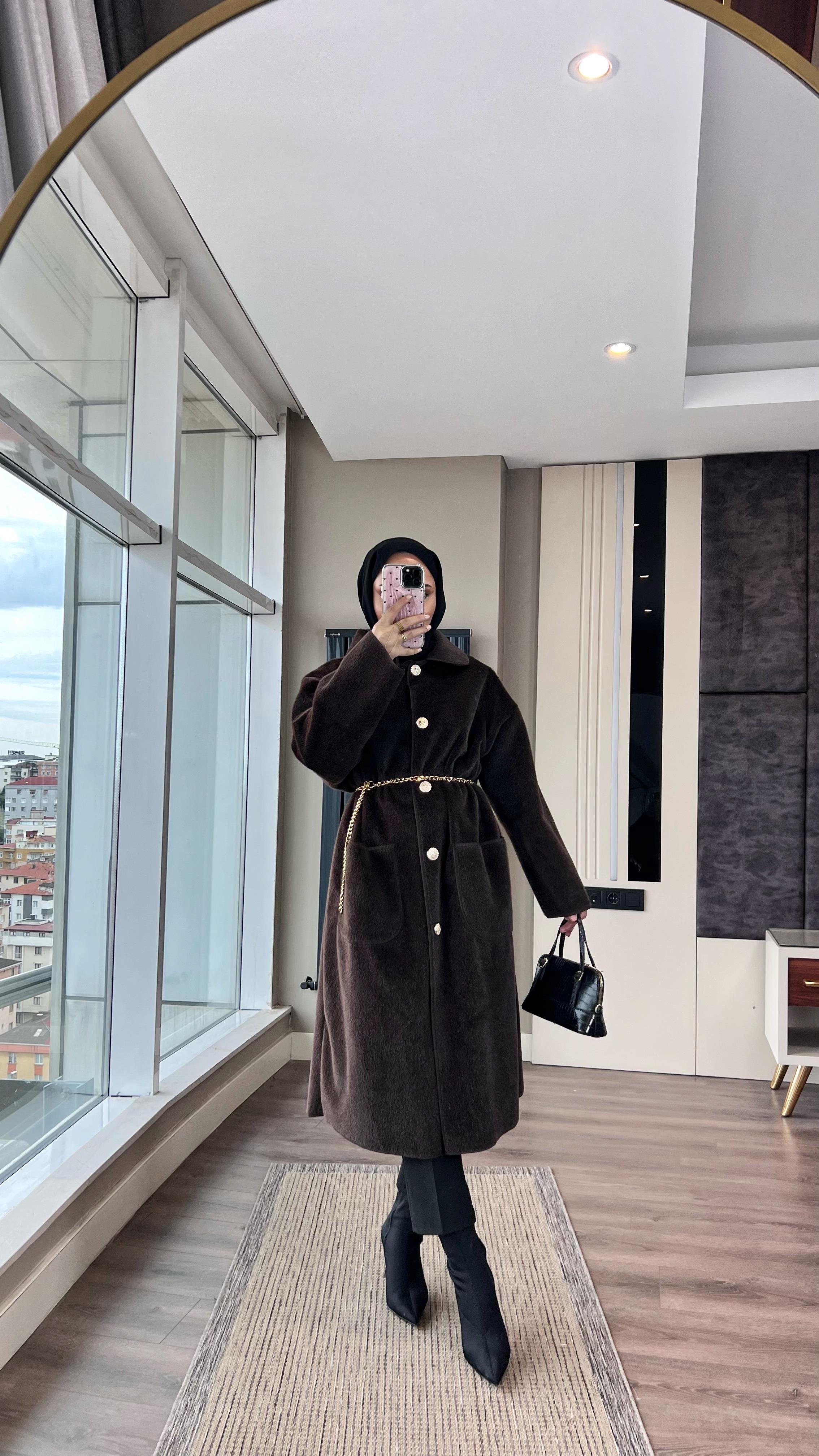 Bebe Yaka Fox kumaş Kap KahverengiDubaiShowroomDIŞ GİYİM70029