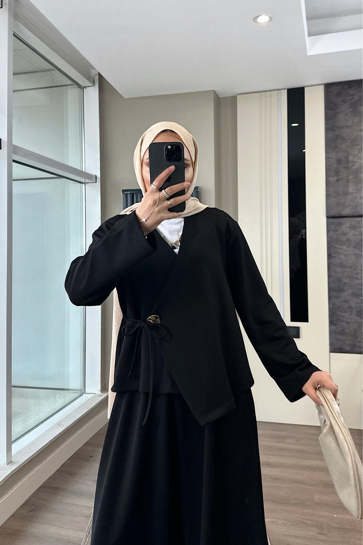 Lucas Modal Etekli Takım SiyahDubaiShowroomTAKIM01035
