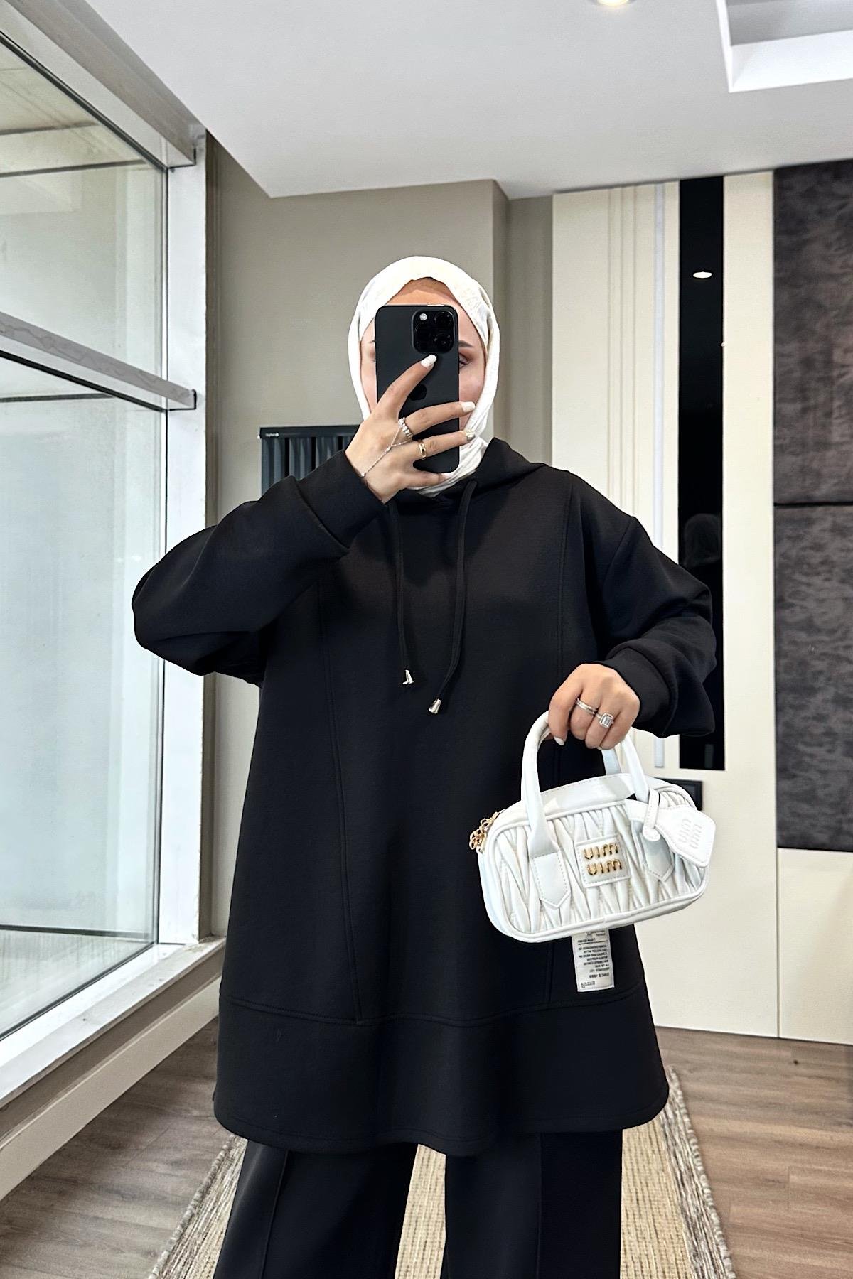 Kapüşonlu Takım SiyahDubaiShowroomTAKIM43003-SYH