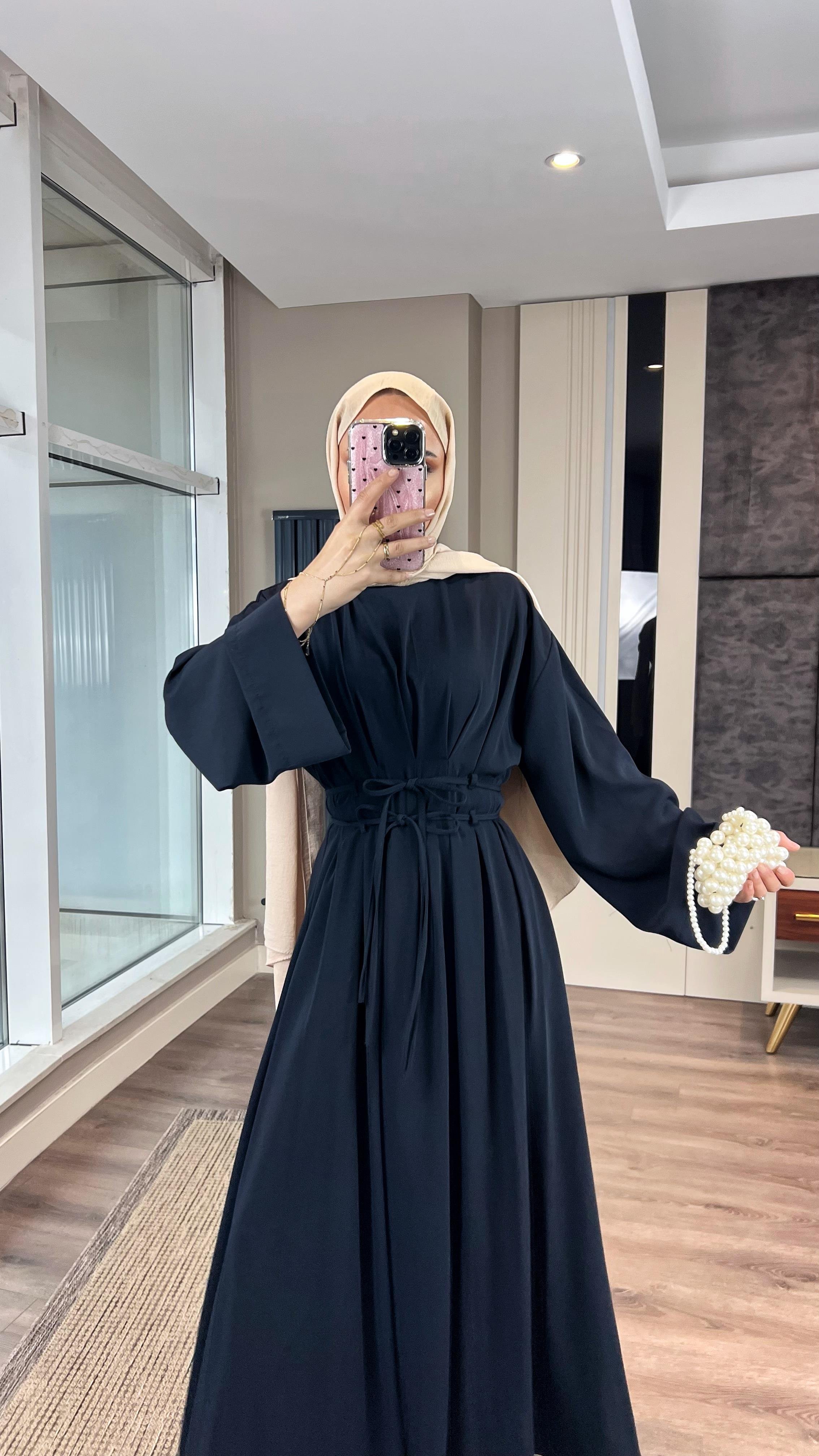 Beli İpli Elbise LacivertDubaiShowroomELBİSELER05005