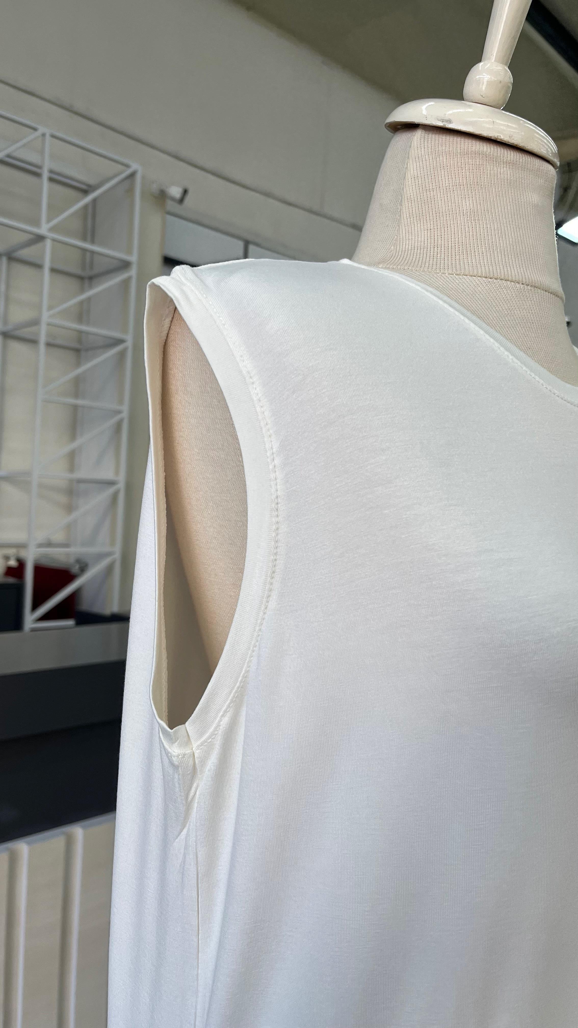 Pamuklu Sıfır kol içlik Elbise -krem-DubaiShowroomÜST GİYİM01089