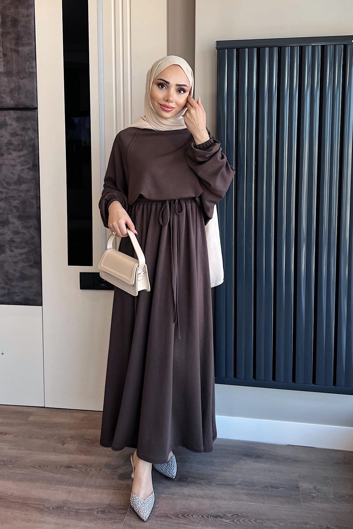 Oysho Etekli Takım KahverengiDubaiShowroomTAKIM01002