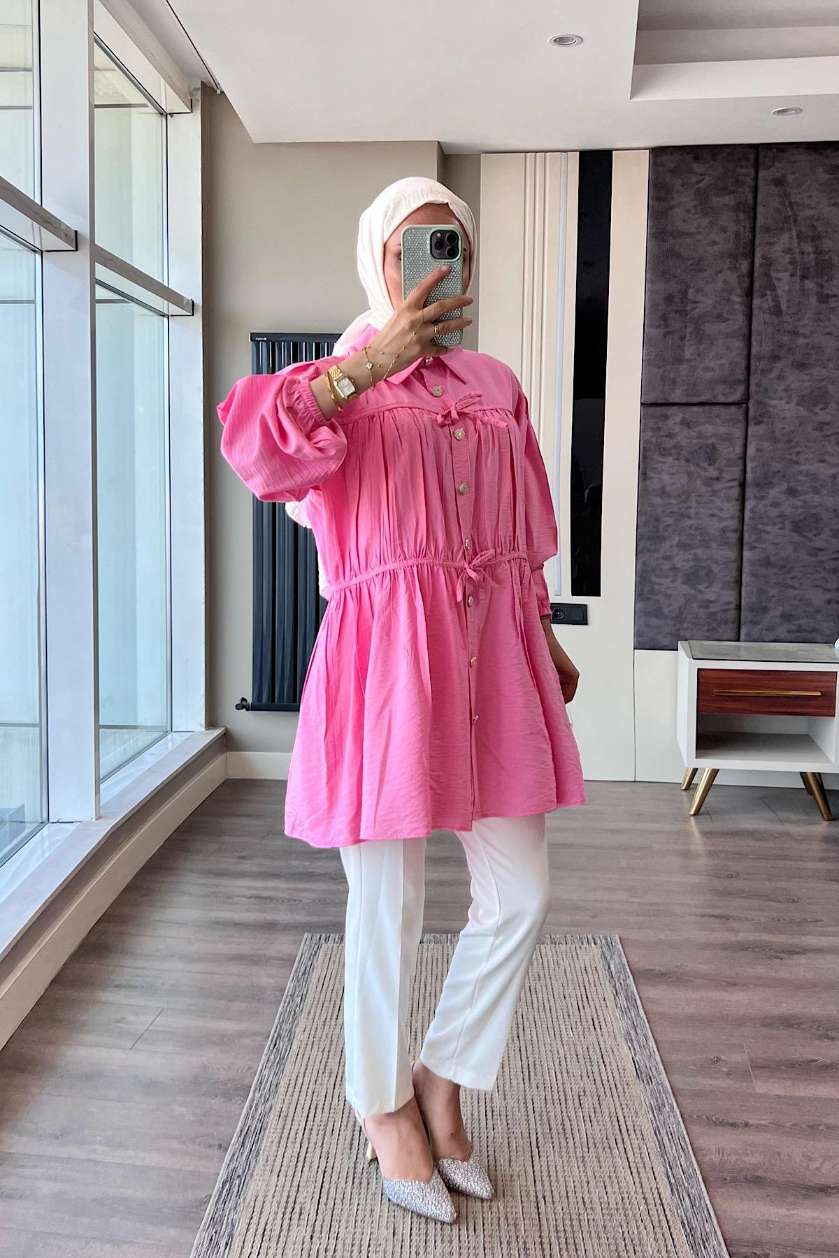 Modal Tunik PembeDubaiShowroomÜST GİYİM02410-PMB