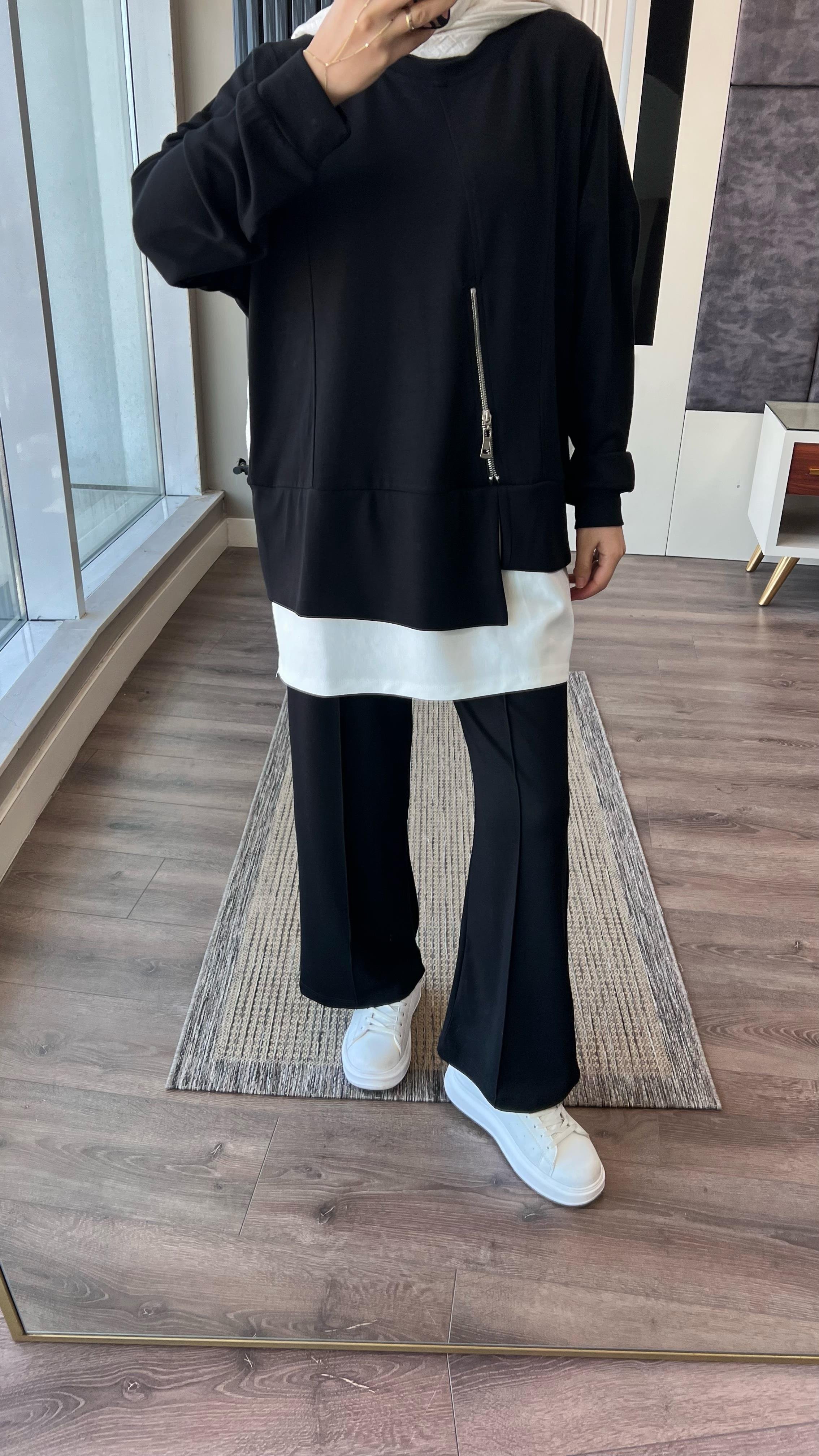 Altı Fermuar Detaylı Oysho takım SiyahDubaiShowroomTAKIM19140