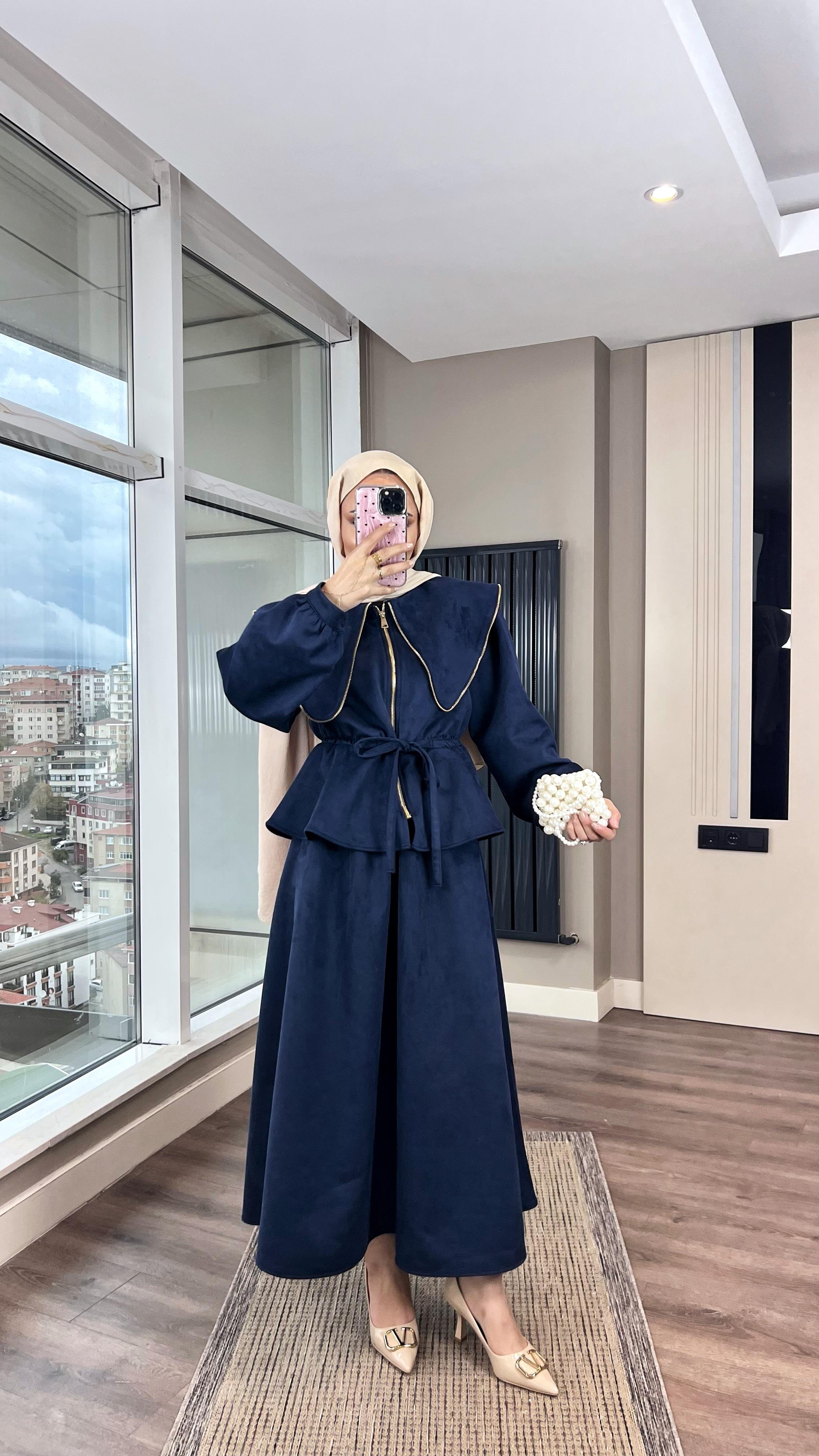 Süet İkili Takım LacivertDubaiShowroomTAKIM263118