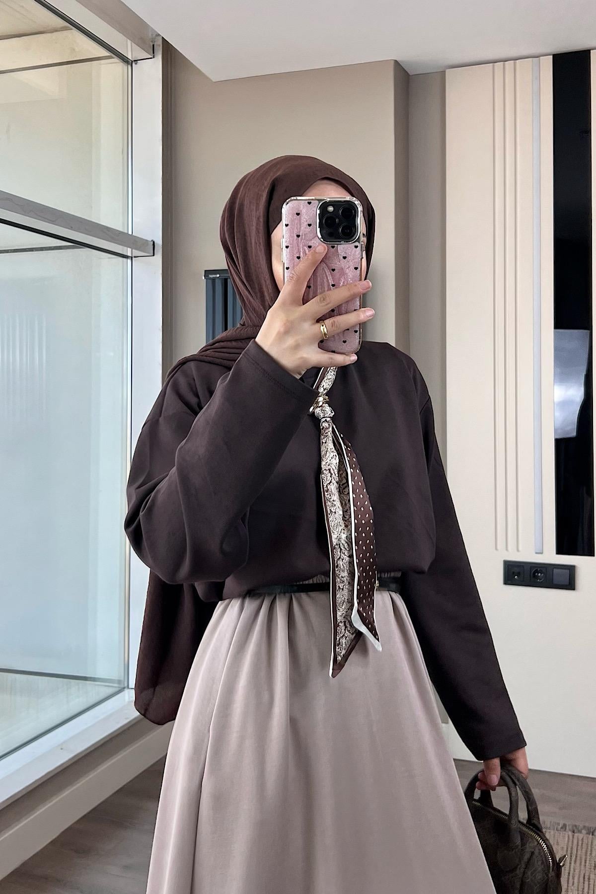 Beli Lastikli Etek BejDubaiShowroomALT GİYİM70048