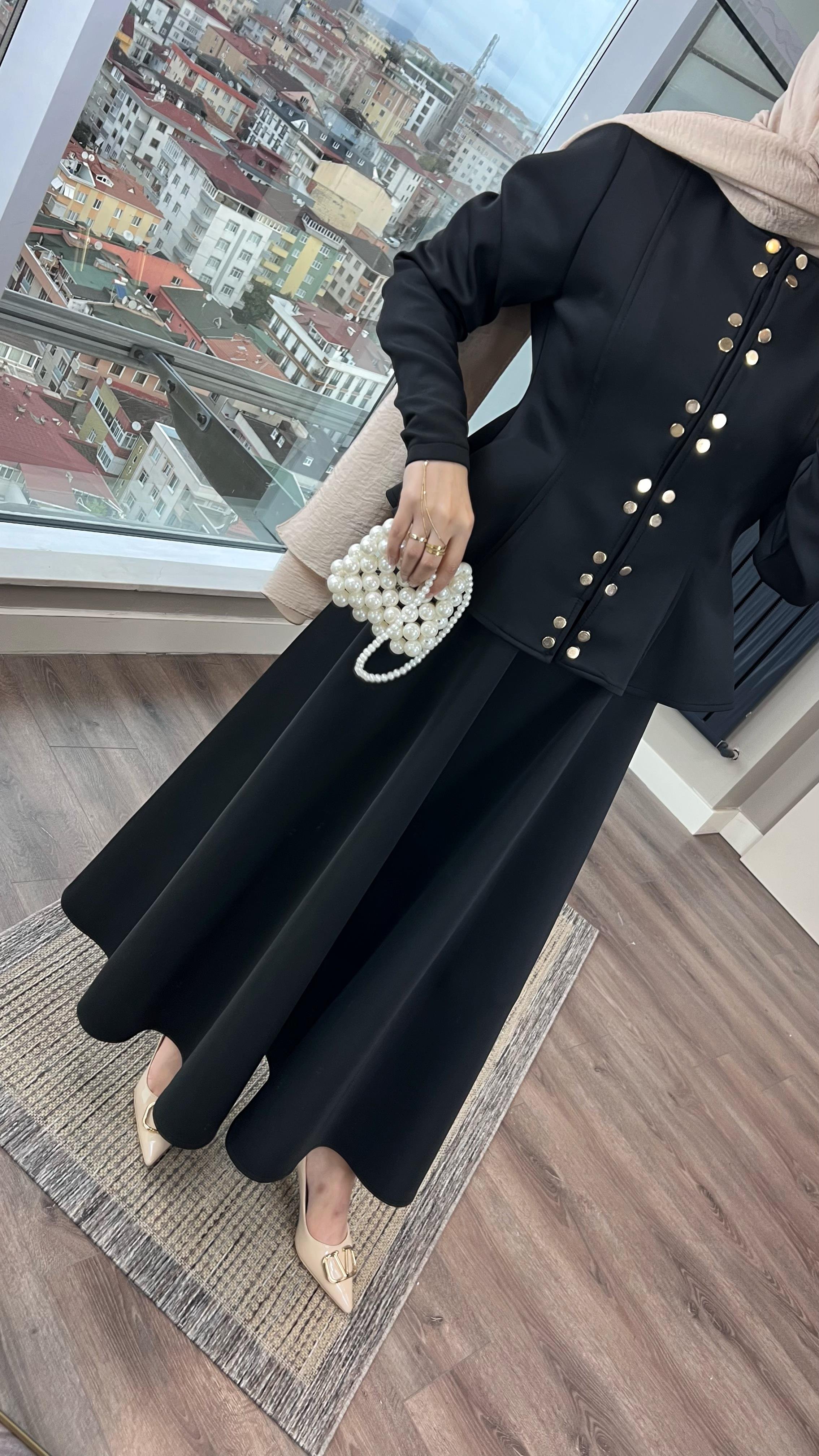Çıtçıt Detay Skuba Takım SiyahDubaiShowroomTAKIM07730