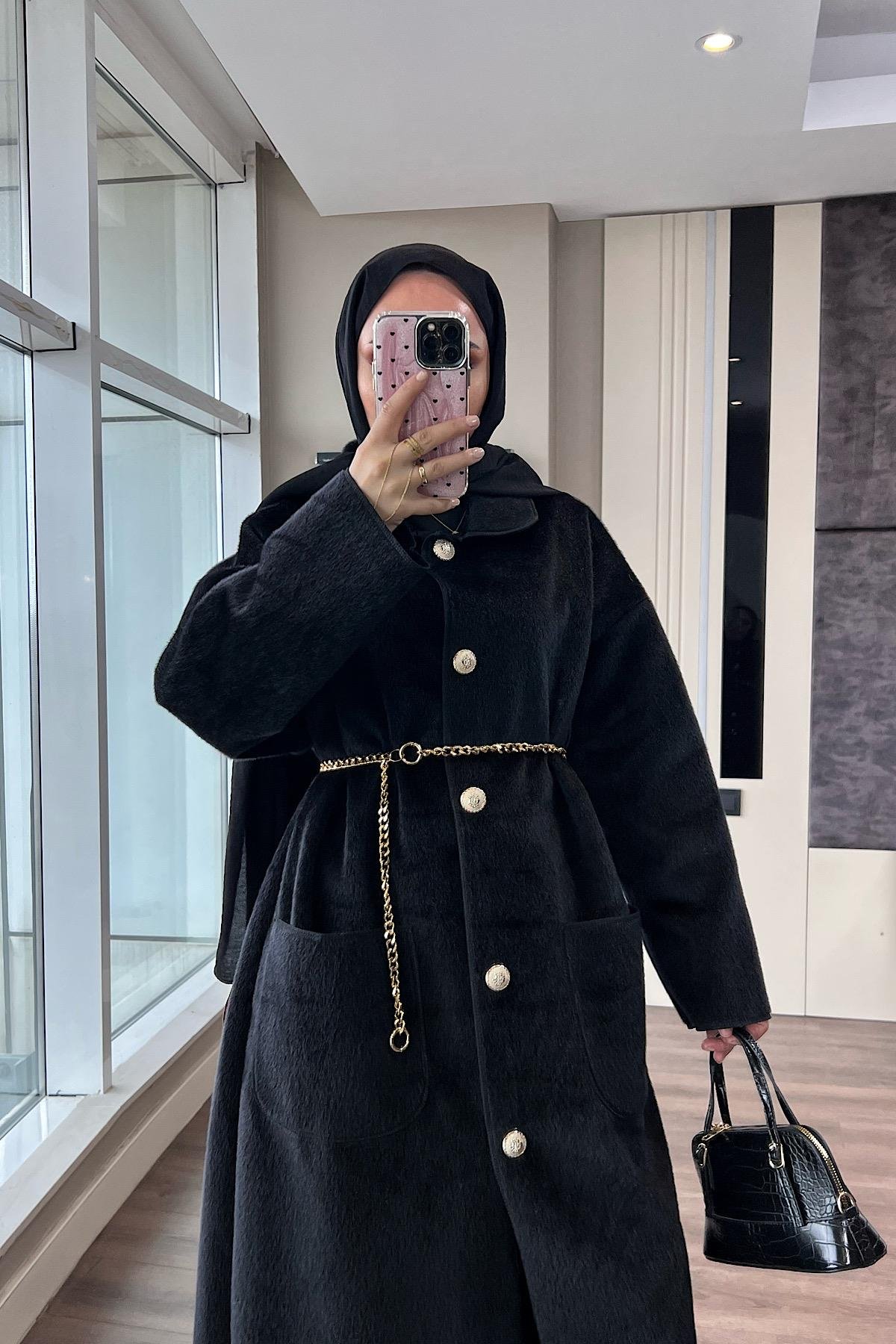 Bebe Yaka Fox Kumaş Kap SiyahDubaiShowroomDIŞ GİYİM70029