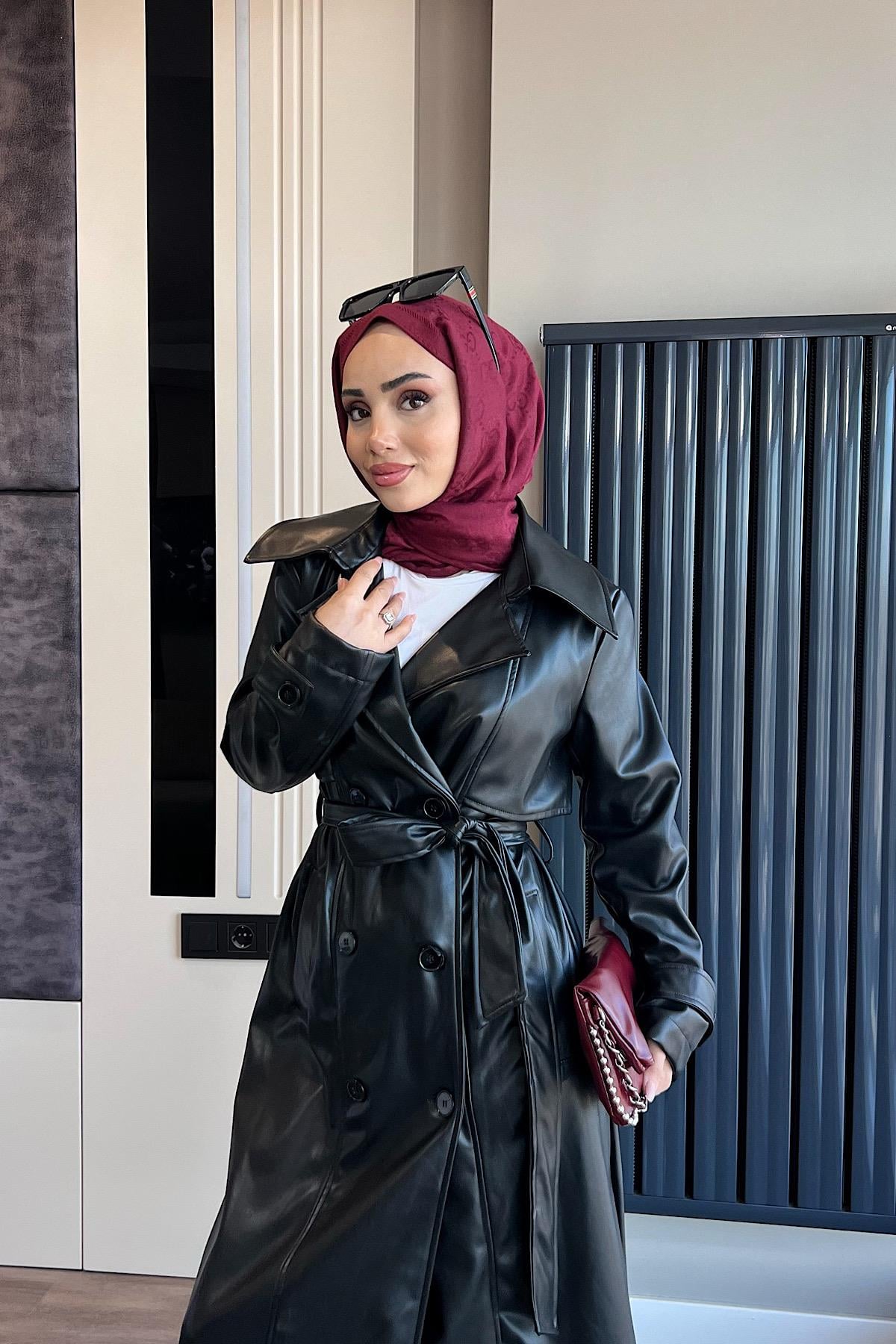 Aller Parça  Deri TrençkotDubaiShowroomDIŞ GİYİM51002