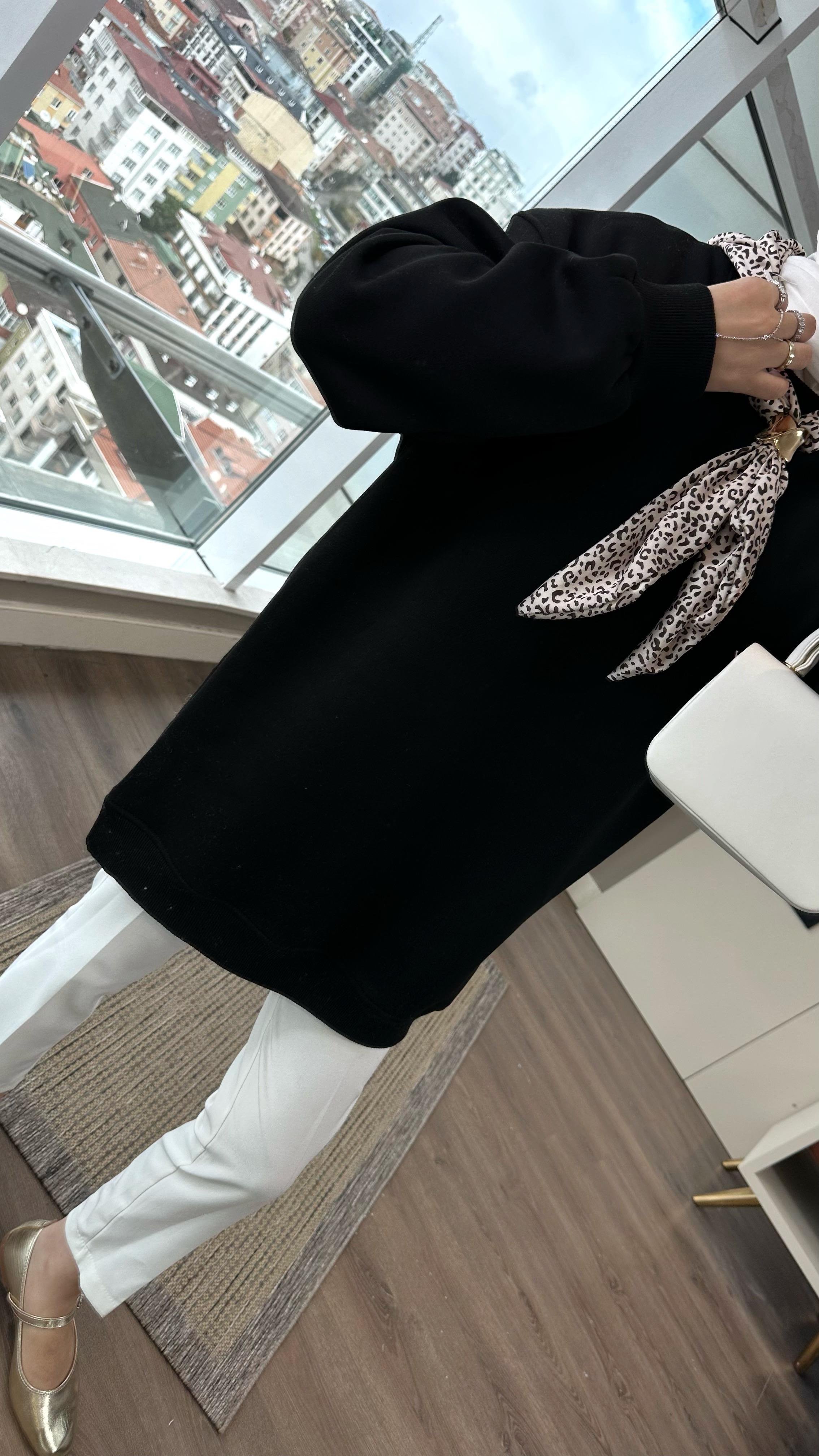 Fular Detaylı Üç iplik sweat SiyahDubaiShowroomÜST GİYİM08580