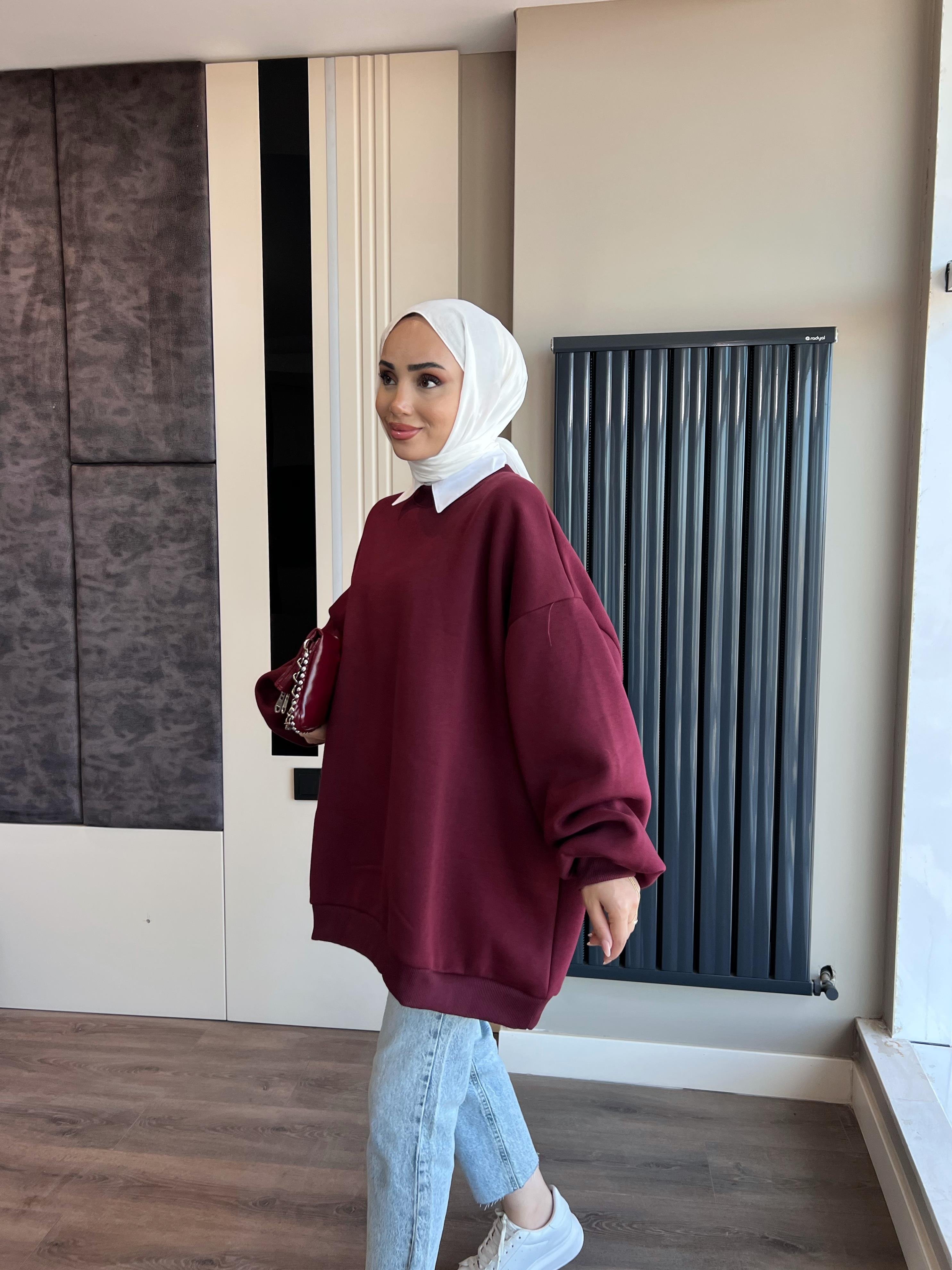 Üç İplik Kumaş Sweat  BordoDubaiShowroomSWEAT30890BRDO