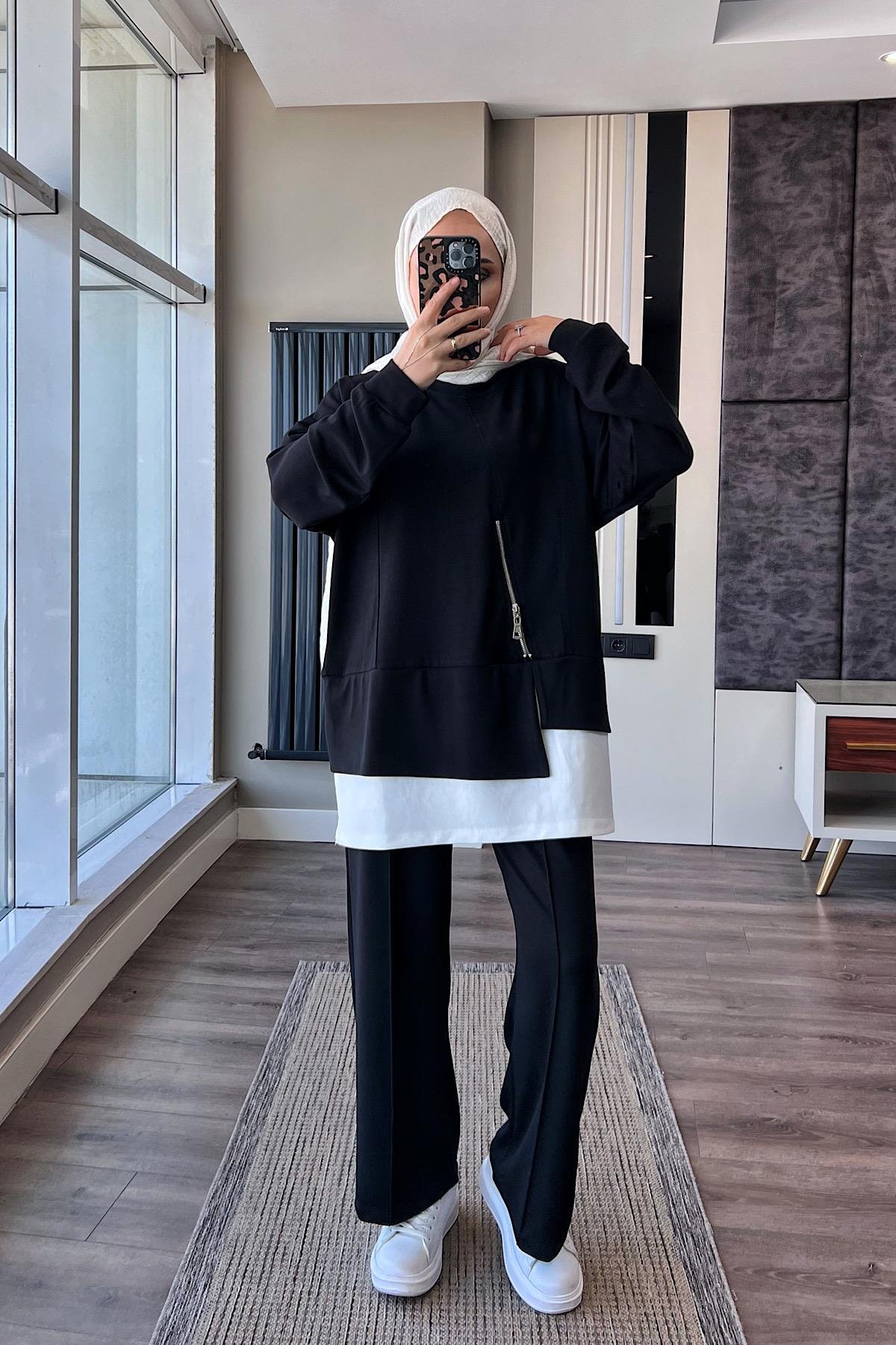 Altı Fermuar Detaylı Oysho takım SiyahDubaiShowroomTAKIM19140