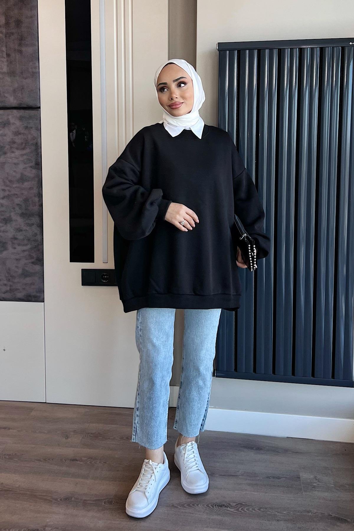 Üç İplik Kumaş Sweat  SiyahDubaiShowroomSWEAT30890BRDO
