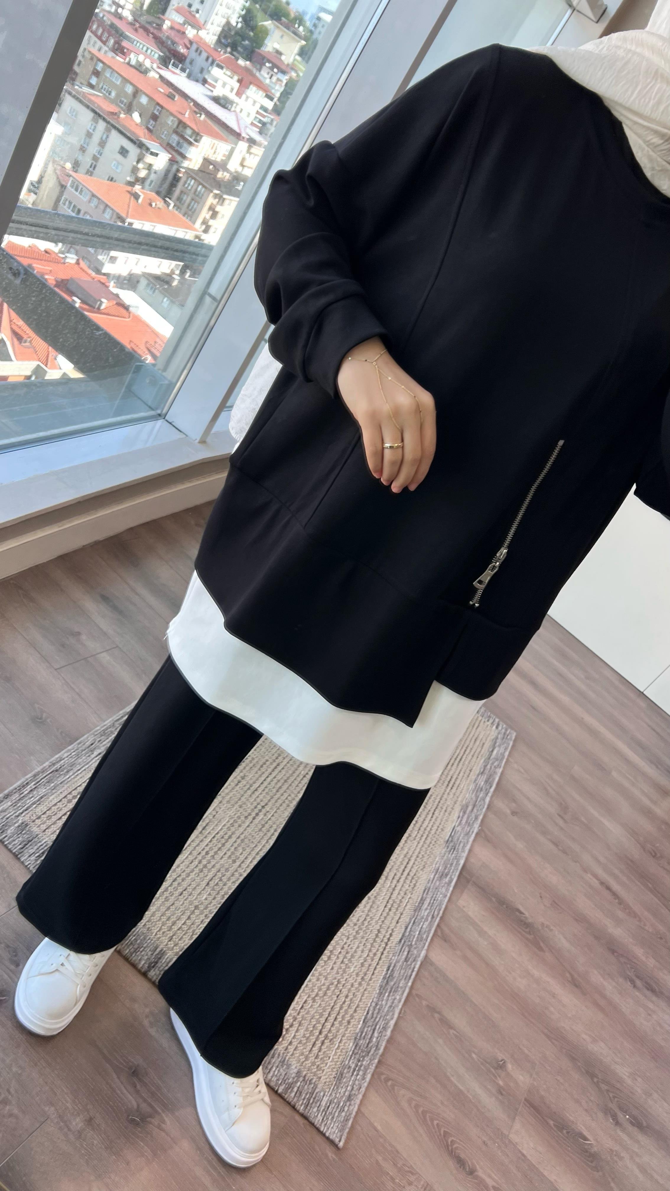 Altı Fermuar Detaylı Oysho takım SiyahDubaiShowroomTAKIM19140