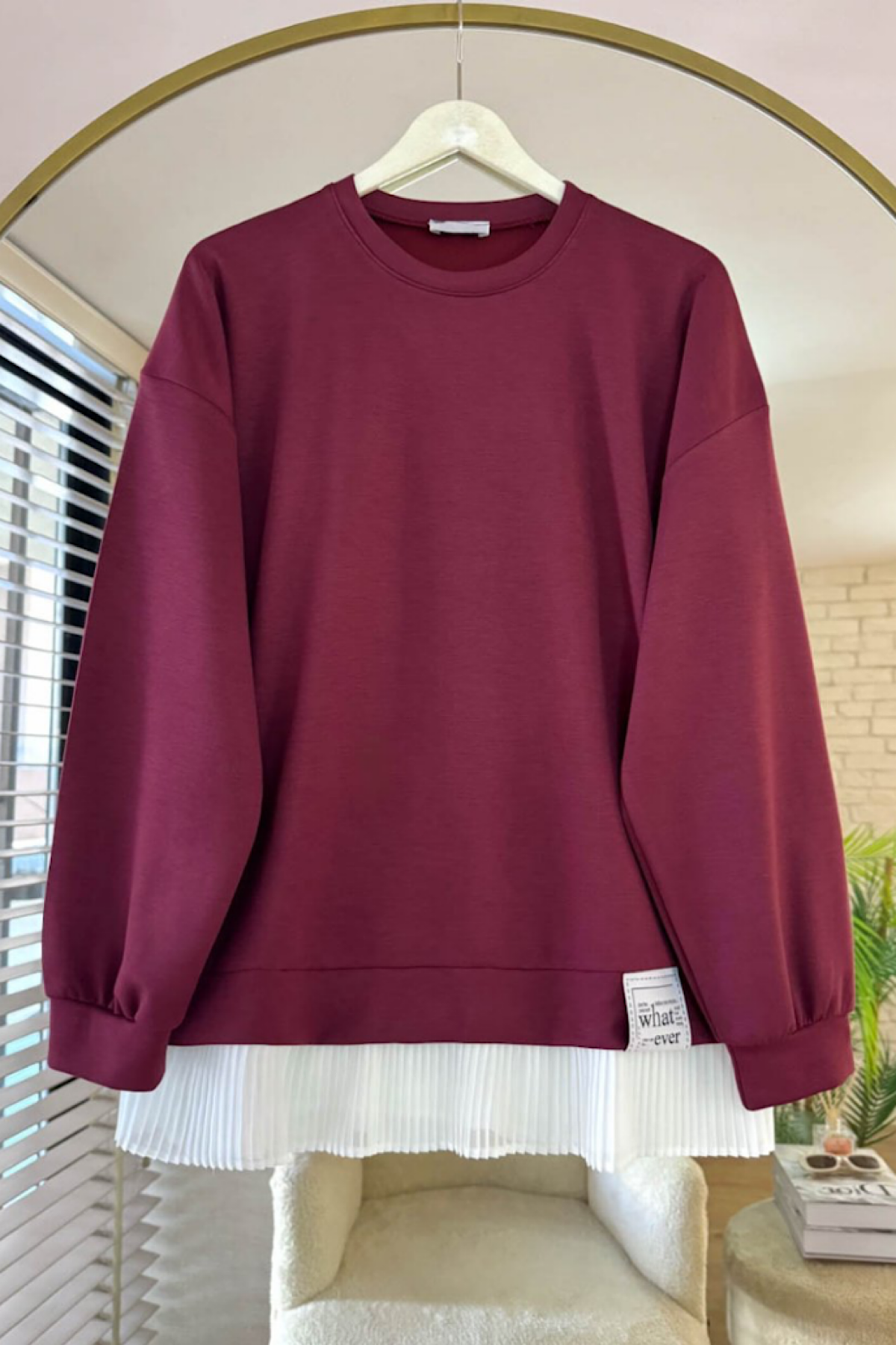 Modal Kumaş Altı Pileli Sweat BordoDubaiShowroomSWEAT010010BRDO