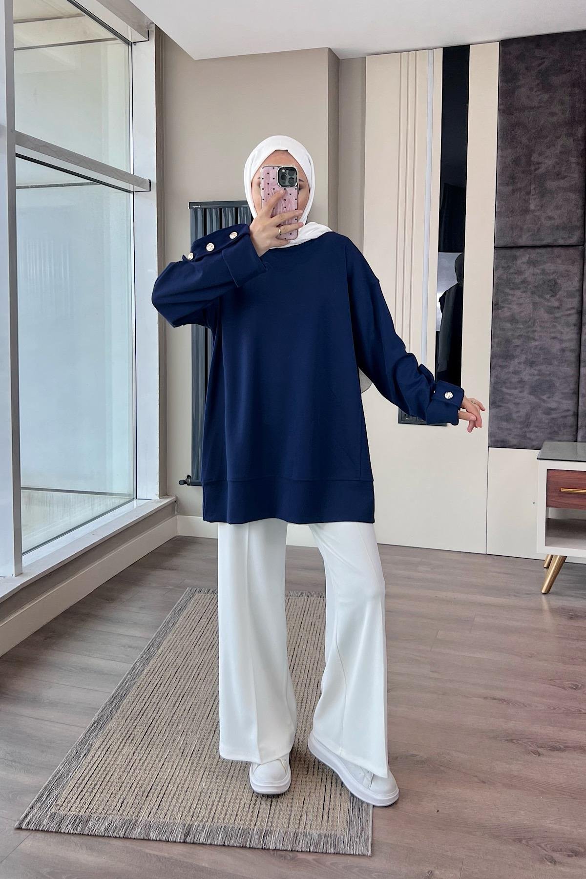 Kolu Düğme Detaylı Sweat LacivertDubaiShowroomÜST GİYİM011230