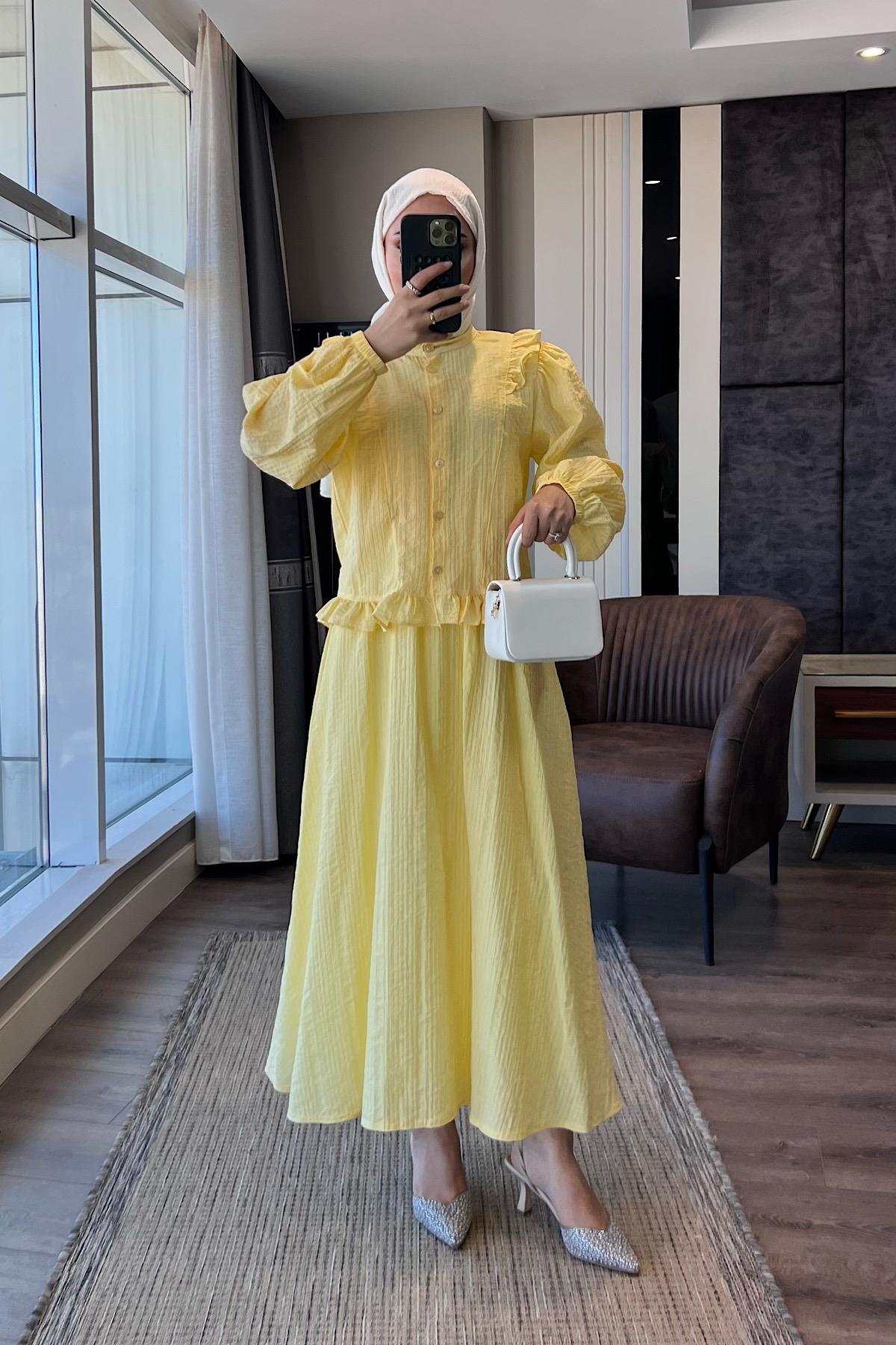 Begonya etekli Takım SarıDubaiShowroomTAKIM09878