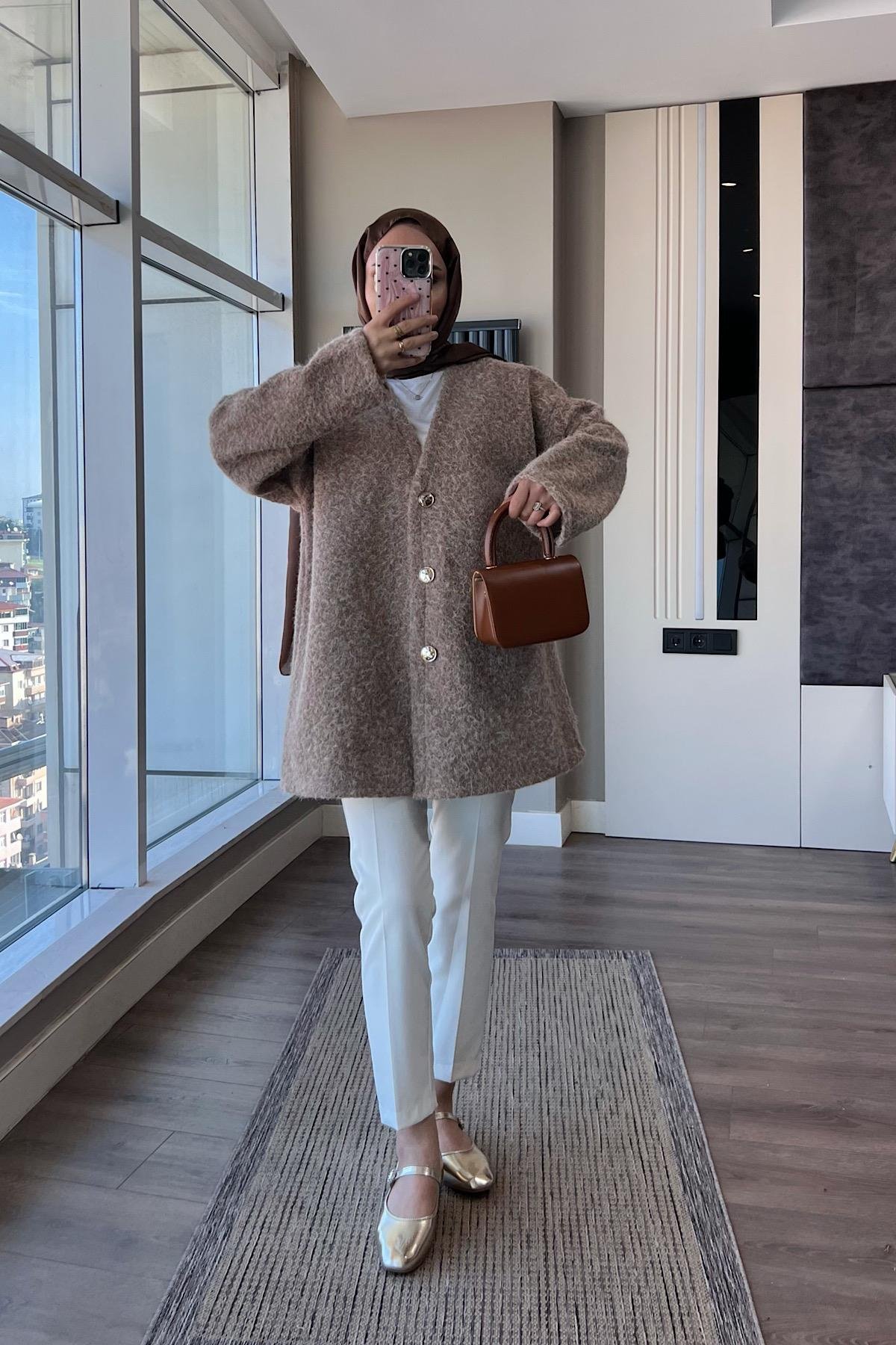 Kruvaze Yaka Buklet HırkaDubaiShowroomDIŞ GİYİM05536