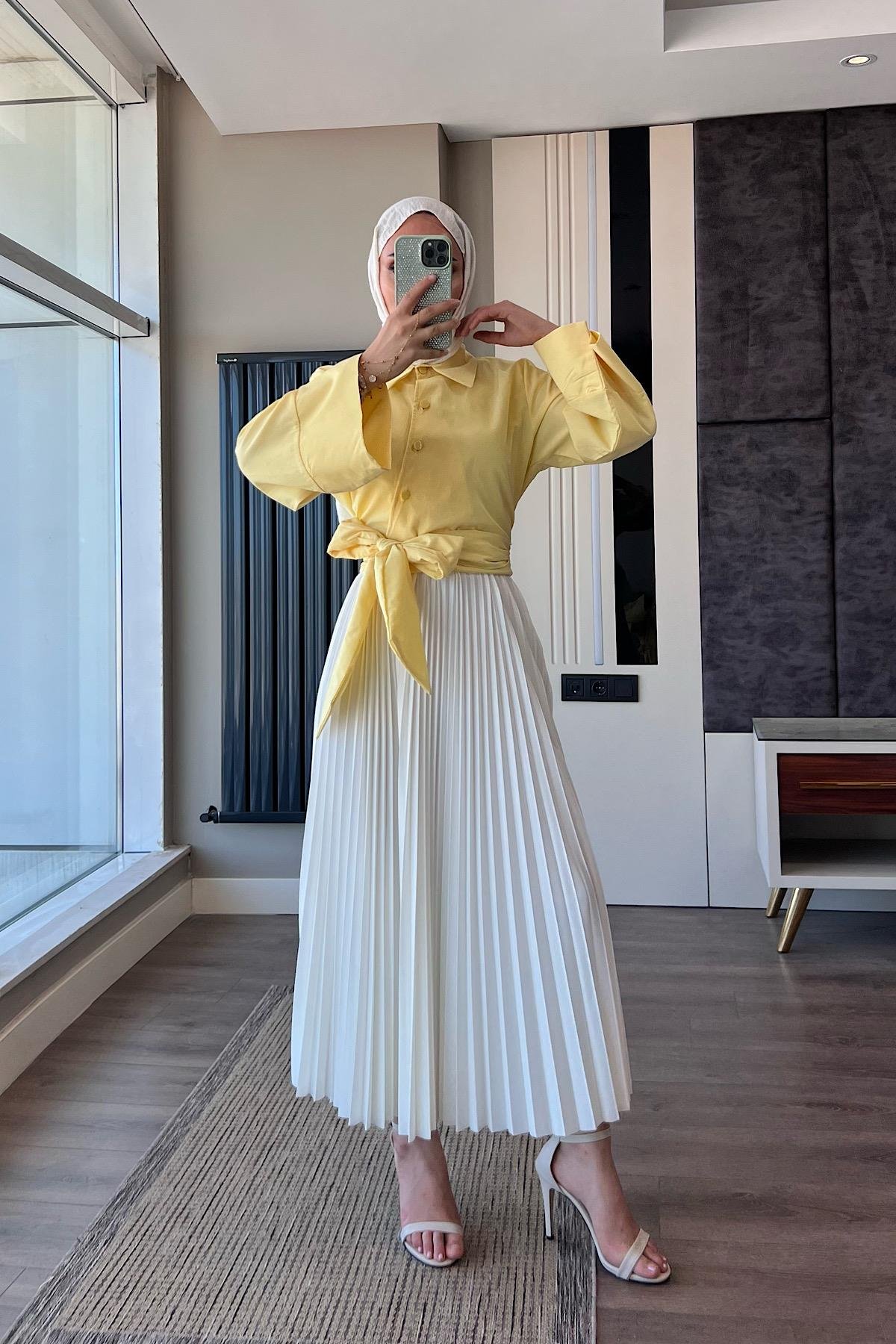 Bağlamalı Gömlek SarıDubaiShowroomÜST GİYİM00863-SARI