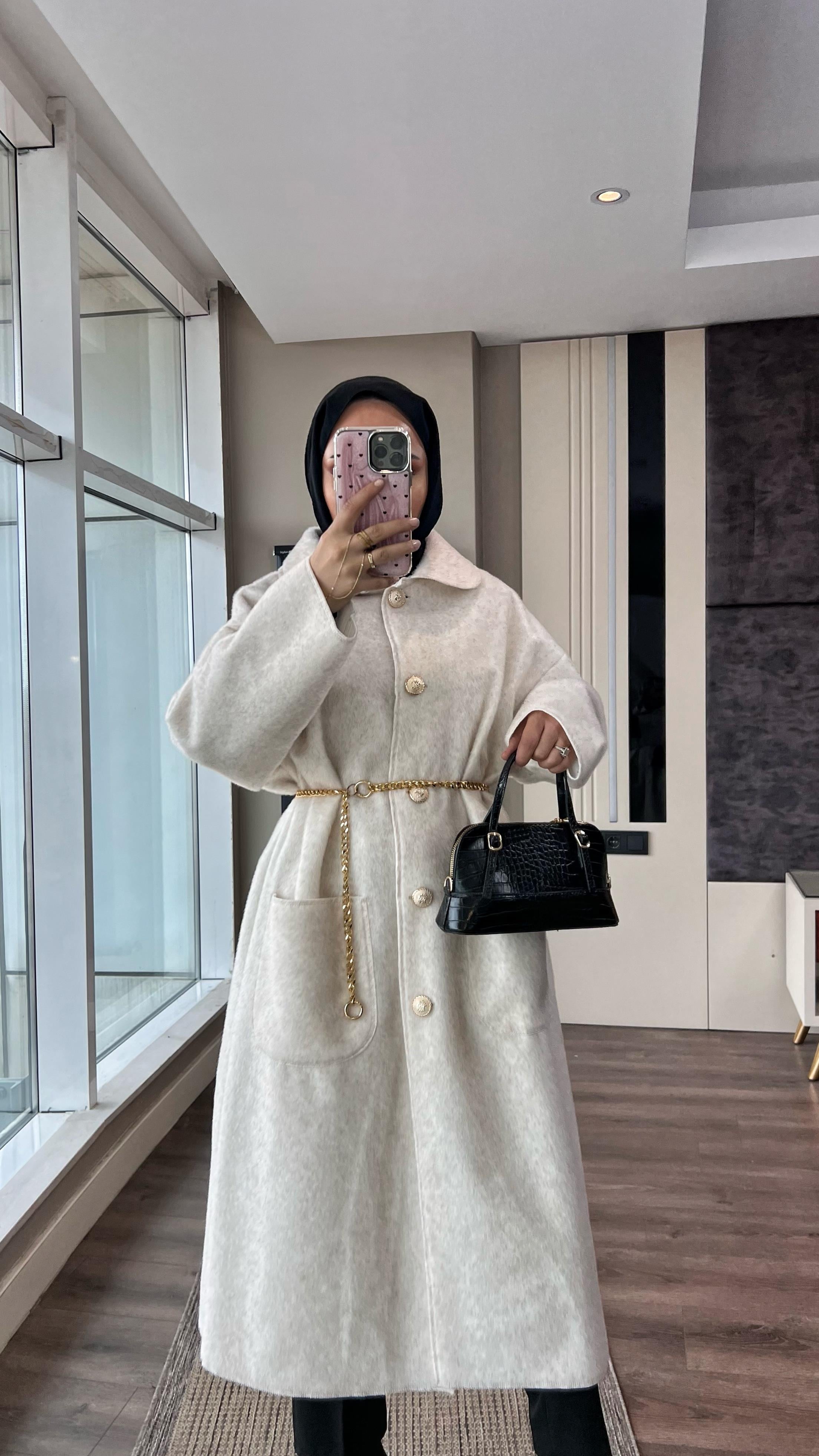 Bebe Yaka Fox kumaş Kap KremDubaiShowroomDIŞ GİYİM70029