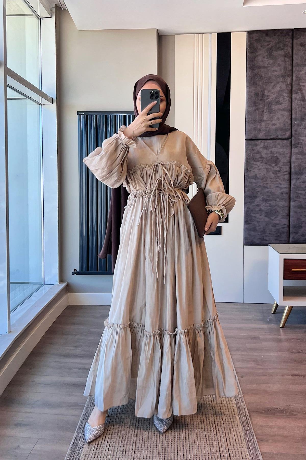 Vual Elbise VizonDubaiShowroomELBİSELER01846-VZN