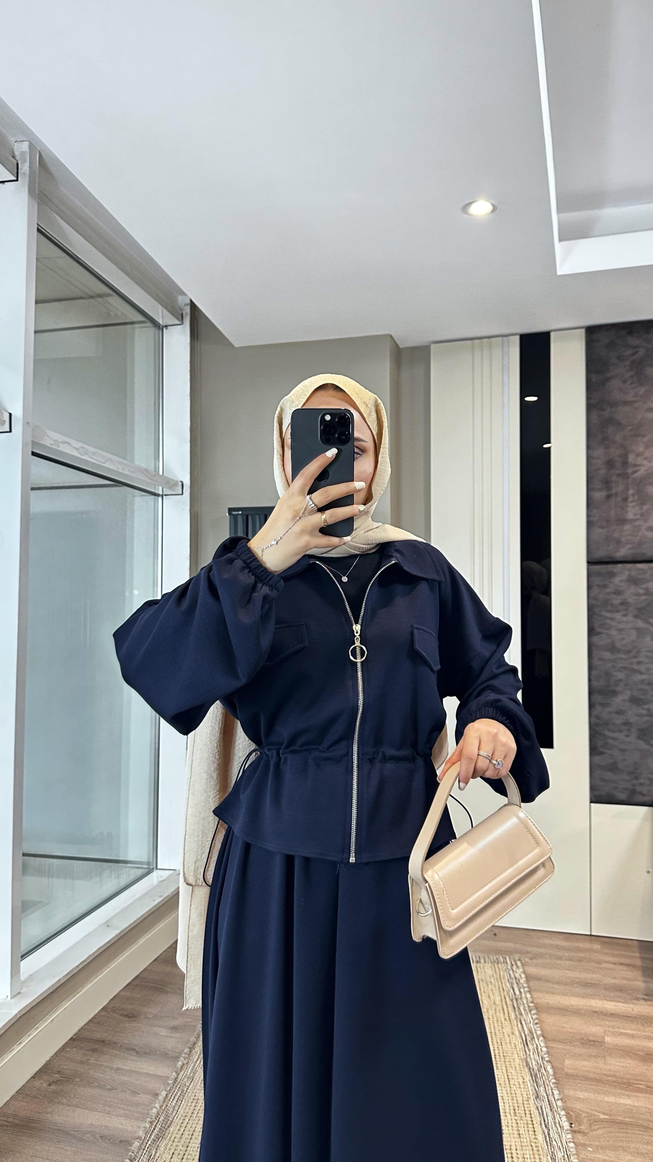 Fermuarlı Süs cep Oysho Takım Lacivert DubaiShowroomTAKIM010223