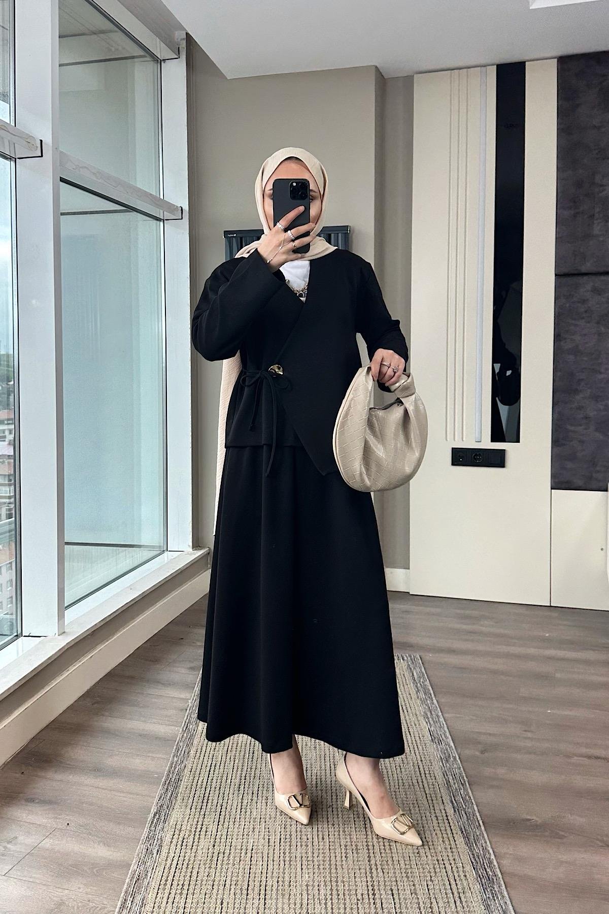 Lucas Modal Etekli Takım SiyahDubaiShowroomTAKIM01035