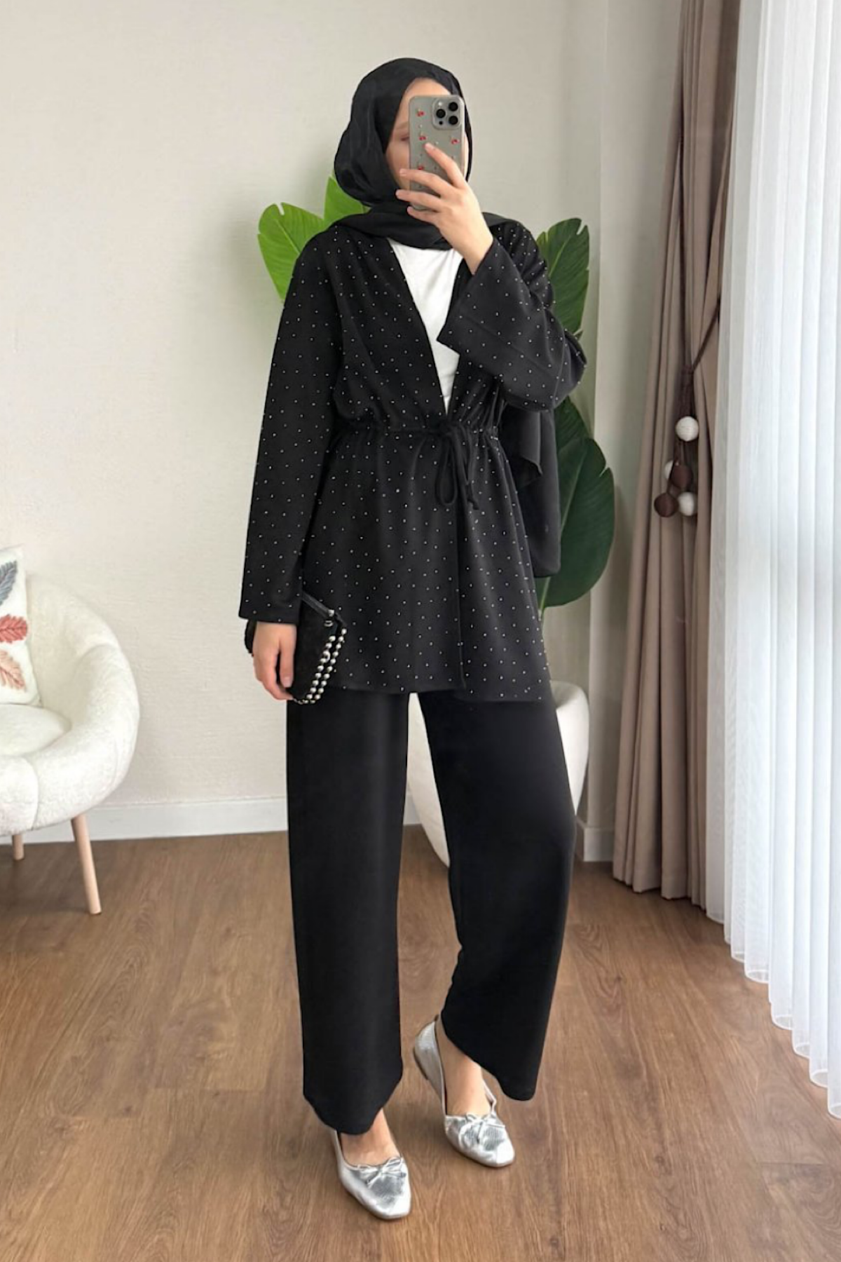 Taşlı İkili Oysho Takım SiyahDubaiShowroomTAKIM05665