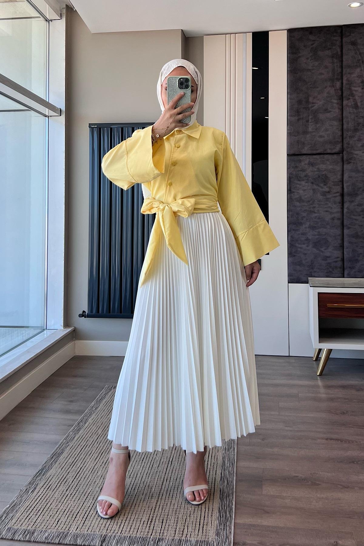 Bağlamalı Gömlek SarıDubaiShowroomÜST GİYİM00863-SARI