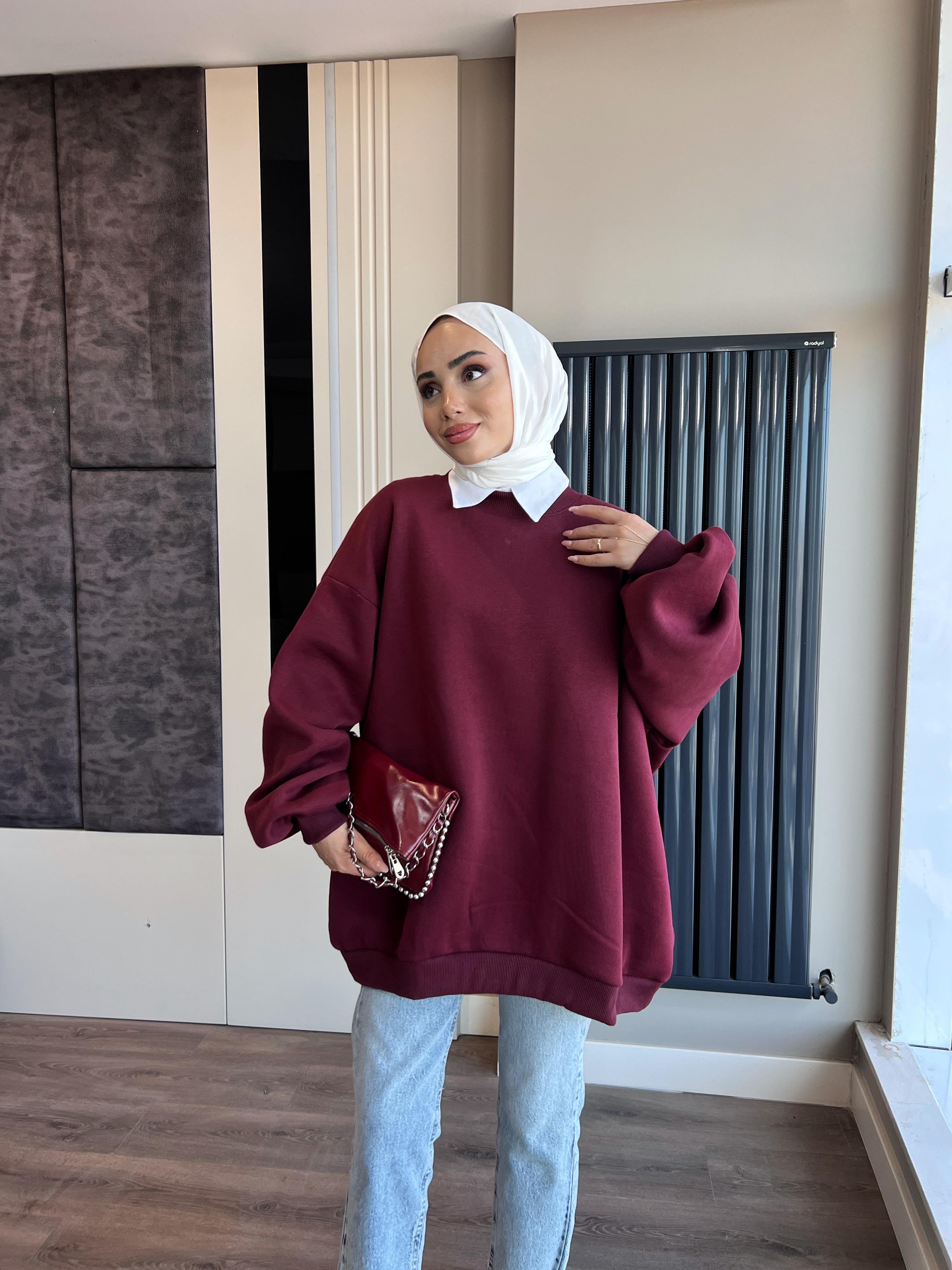 Üç İplik Kumaş Sweat  BordoDubaiShowroomSWEAT30890BRDO