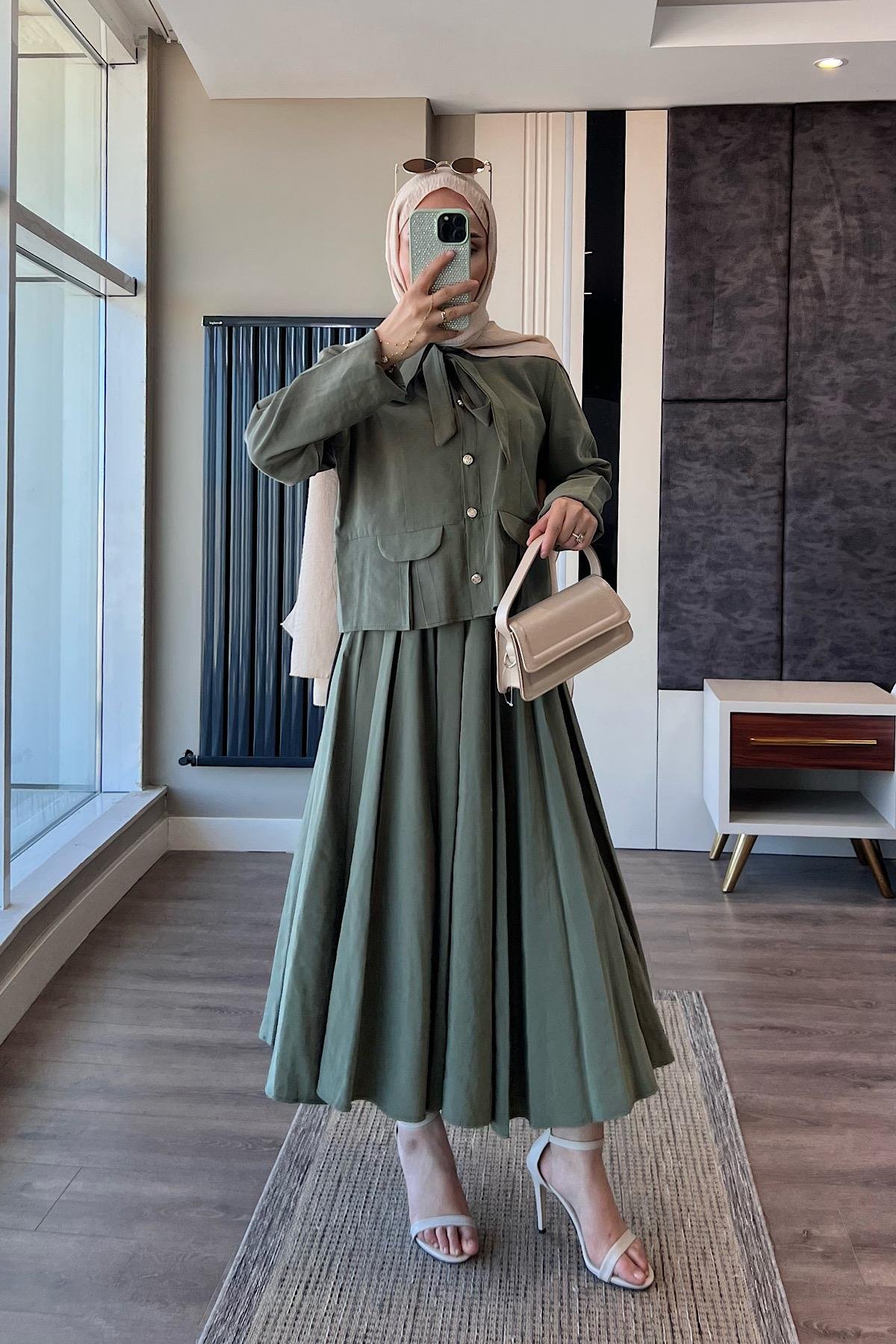 İkili Takım Yeşil DubaiShowroomTAKIM01280-YŞL