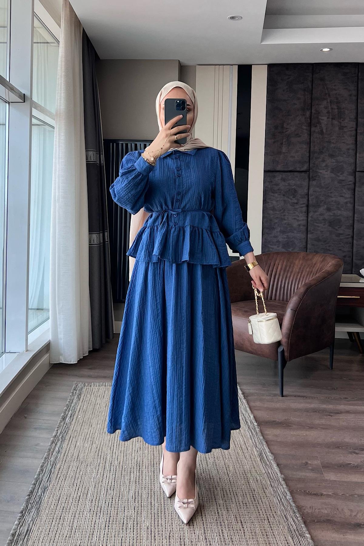 Begonya etekli Takım İndigoDubaiShowroomTAKIM09878
