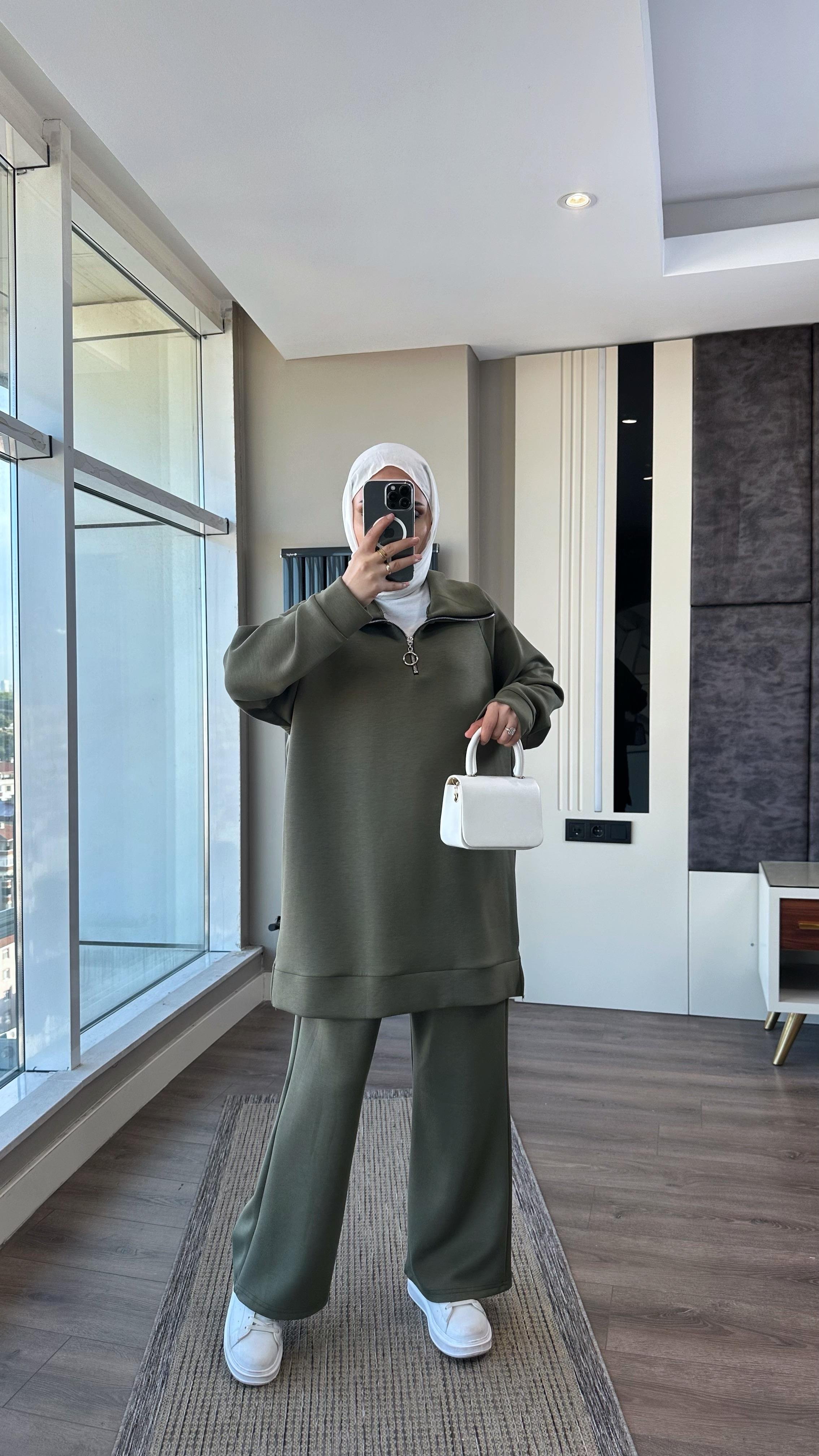 Yakası Fermuarlı Takım Yeşil DubaiShowroomTAKIM01020